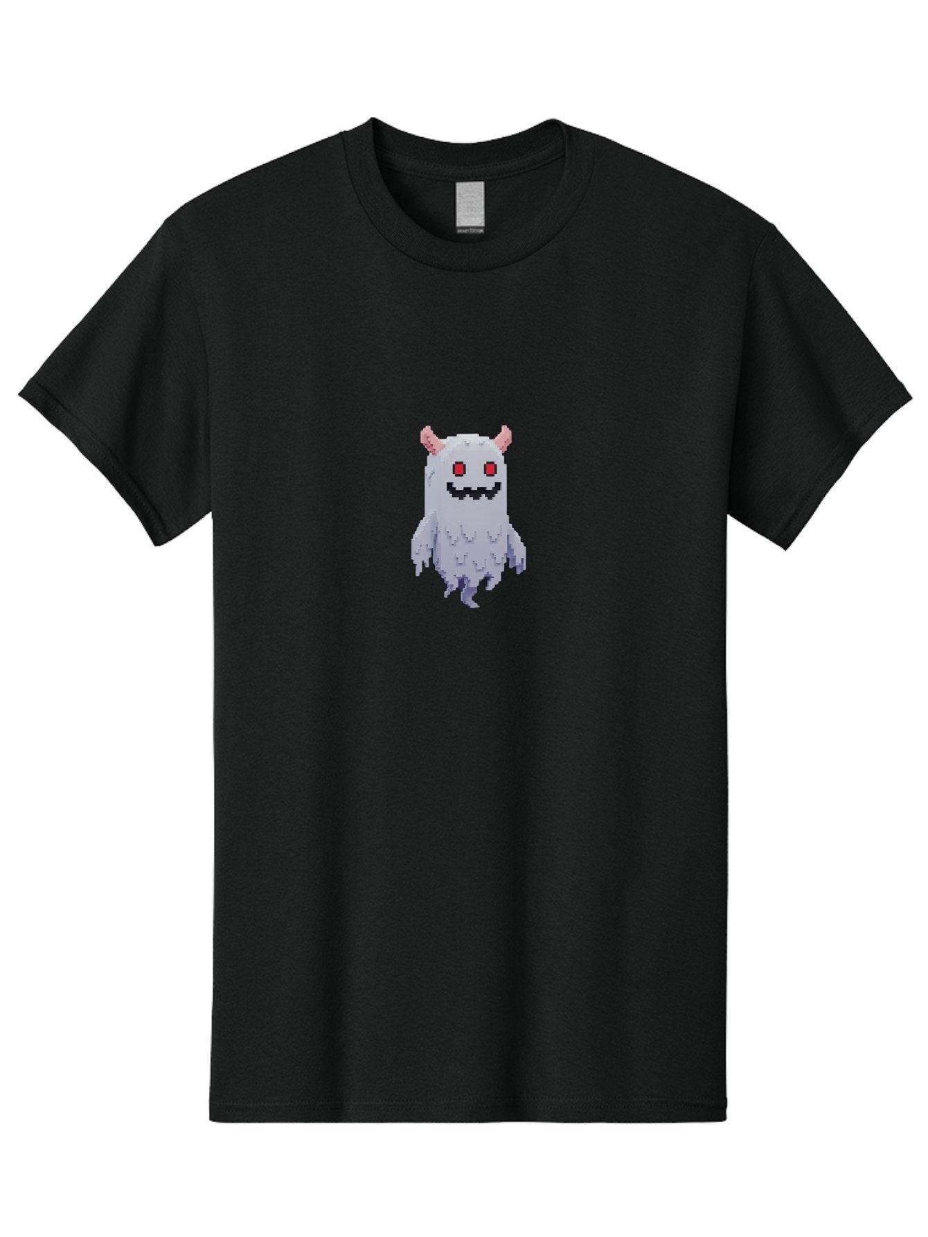Pixel-Monster Men'S Graphic Tee, 100% Cotton, Comfortable Casual Summer Wear, Machine Washable, Pixel Art Character, Cute Monster, Red Eyes, Black Smile, Pink Horns, Furry Creature, Cartoonish, Fun Design, Playful Graphics, Retro Gaming, Bab200 10