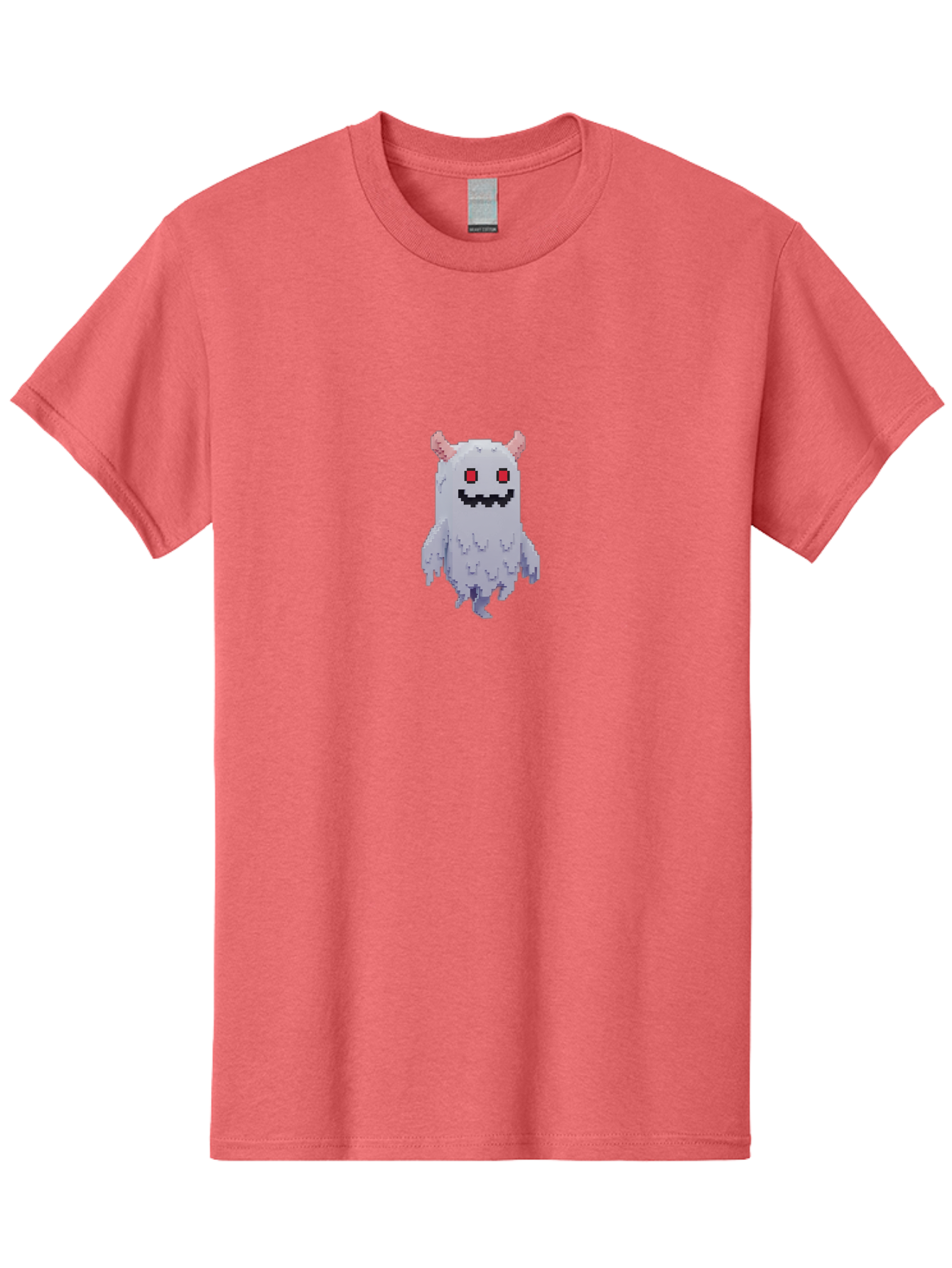 Pixel-Monster Men'S Graphic Tee, 100% Cotton, Comfortable Casual Summer Wear, Machine Washable, Pixel Art Character, Cute Monster, Red Eyes, Black Smile, Pink Horns, Furry Creature, Cartoonish, Fun Design, Playful Graphics, Retro Gaming, Bab200