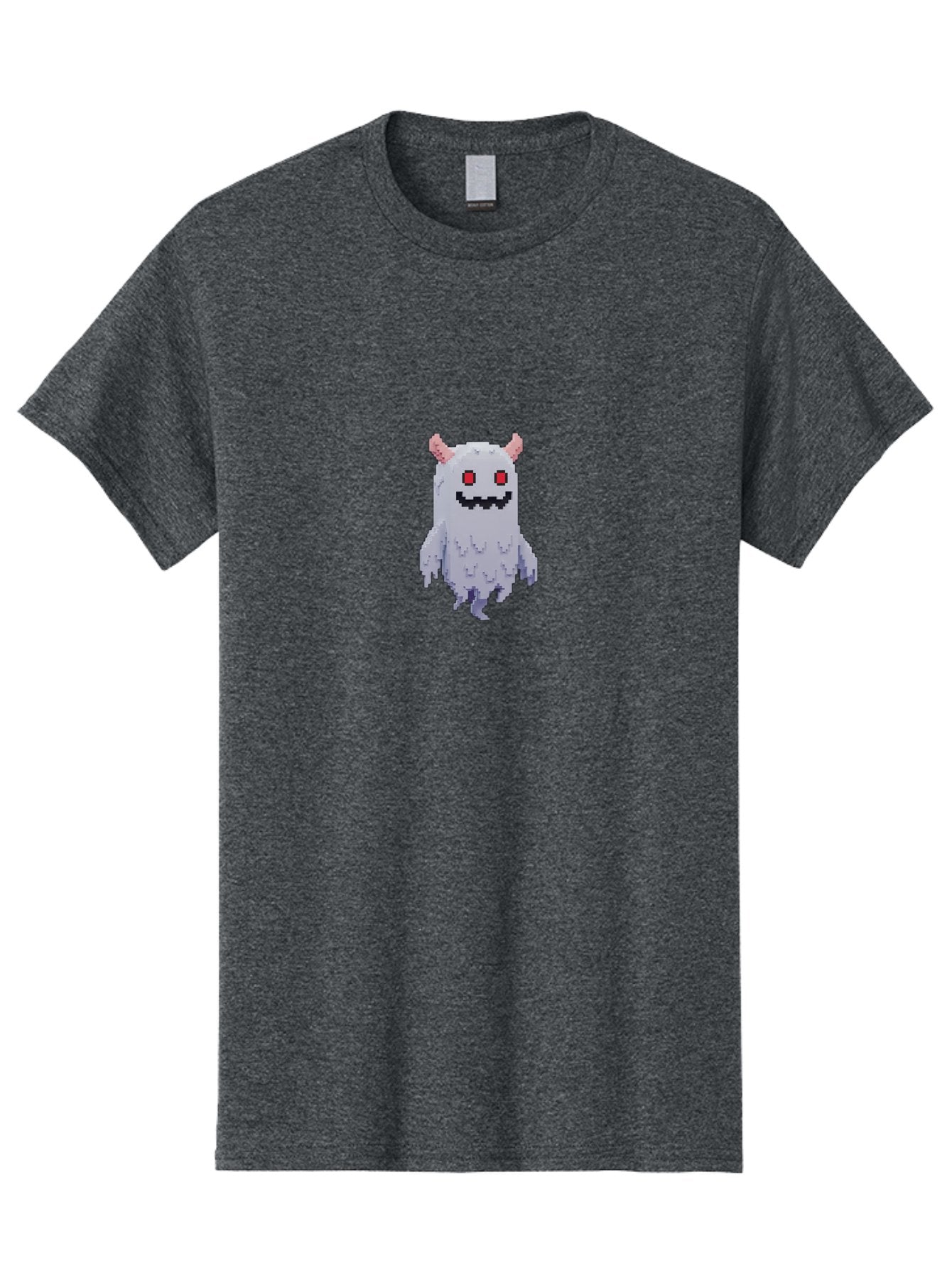 Pixel-Monster Men'S Graphic Tee, 100% Cotton, Comfortable Casual Summer Wear, Machine Washable, Pixel Art Character, Cute Monster, Red Eyes, Black Smile, Pink Horns, Furry Creature, Cartoonish, Fun Design, Playful Graphics, Retro Gaming, Bab200