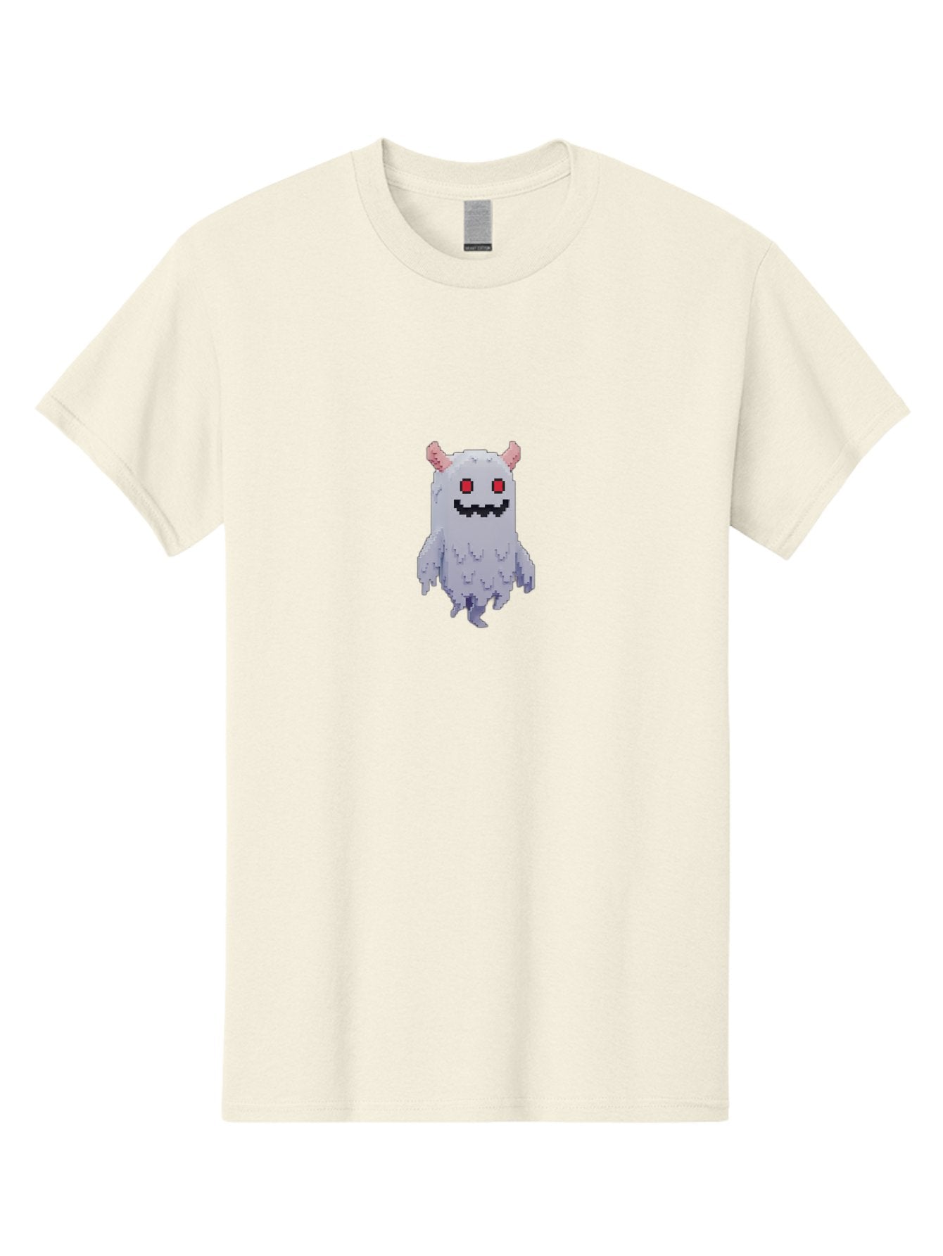 Pixel-Monster Men'S Graphic Tee, 100% Cotton, Comfortable Casual Summer Wear, Machine Washable, Pixel Art Character, Cute Monster, Red Eyes, Black Smile, Pink Horns, Furry Creature, Cartoonish, Fun Design, Playful Graphics, Retro Gaming, Bab200 13