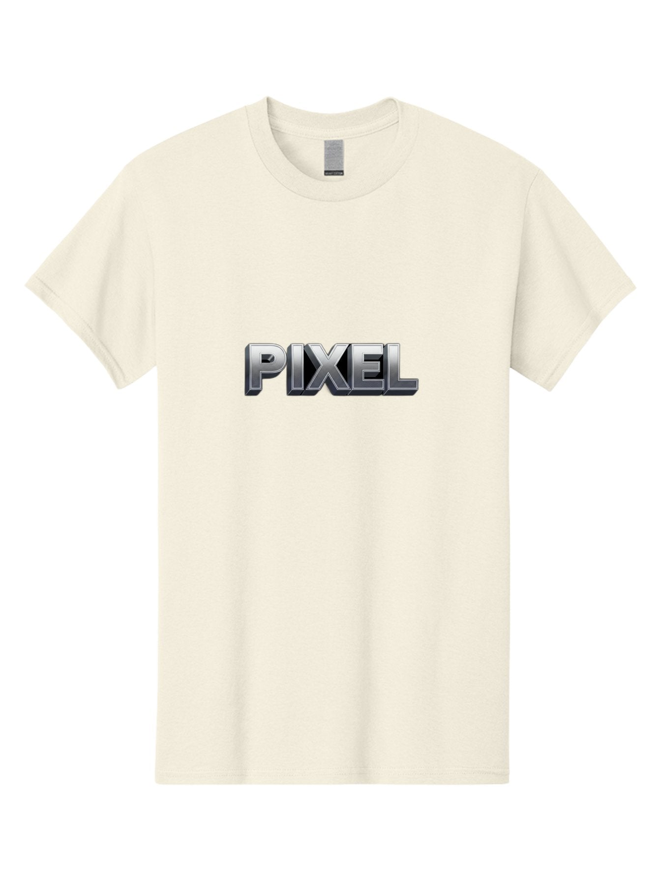 Pixel Men'S Graphic Tee, 100% Cotton, Comfortable Casual Summer Wear, Machine Washable, Pixel Art, Digital Graphics, Metallic Text, Chrome Effect, 3D Typography, Video Game Style, Graphic Design Element Bab201 7