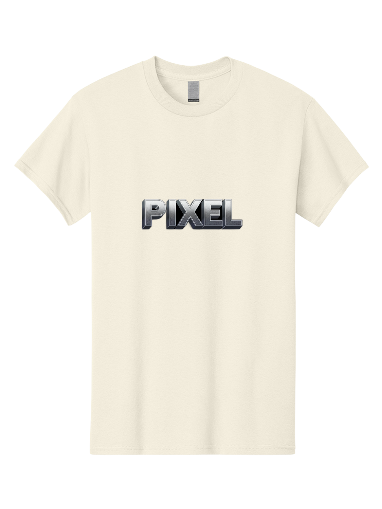 Pixel Men'S Graphic Tee, 100% Cotton, Comfortable Casual Summer Wear, Machine Washable, Pixel Art, Digital Graphics, Metallic Text, Chrome Effect, 3D Typography, Video Game Style, Graphic Design Element Bab201 25