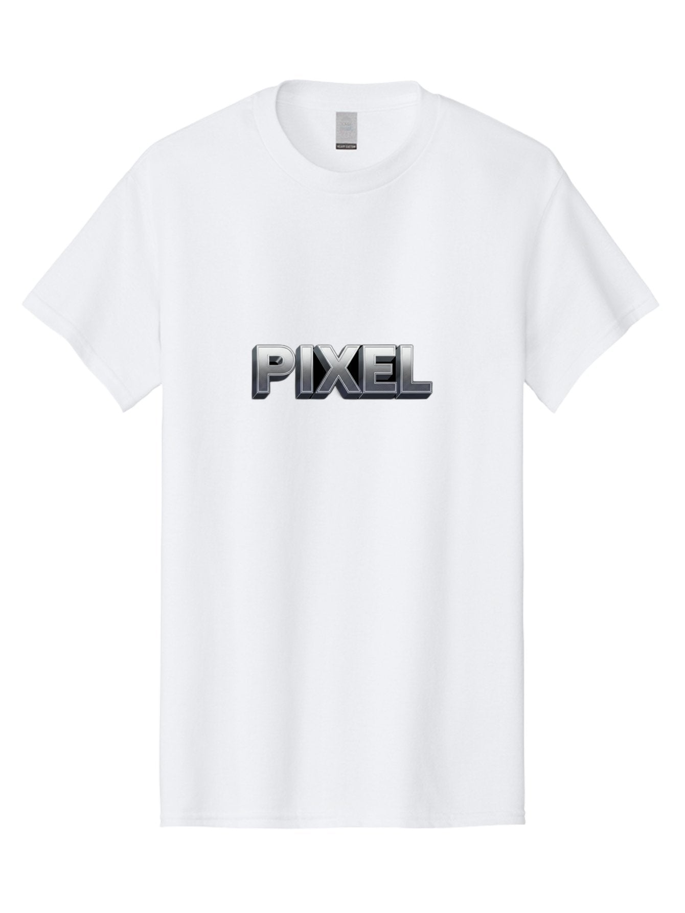 Pixel Men'S Graphic Tee, 100% Cotton, Comfortable Casual Summer Wear, Machine Washable, Pixel Art, Digital Graphics, Metallic Text, Chrome Effect, 3D Typography, Video Game Style, Graphic Design Element Bab201 6