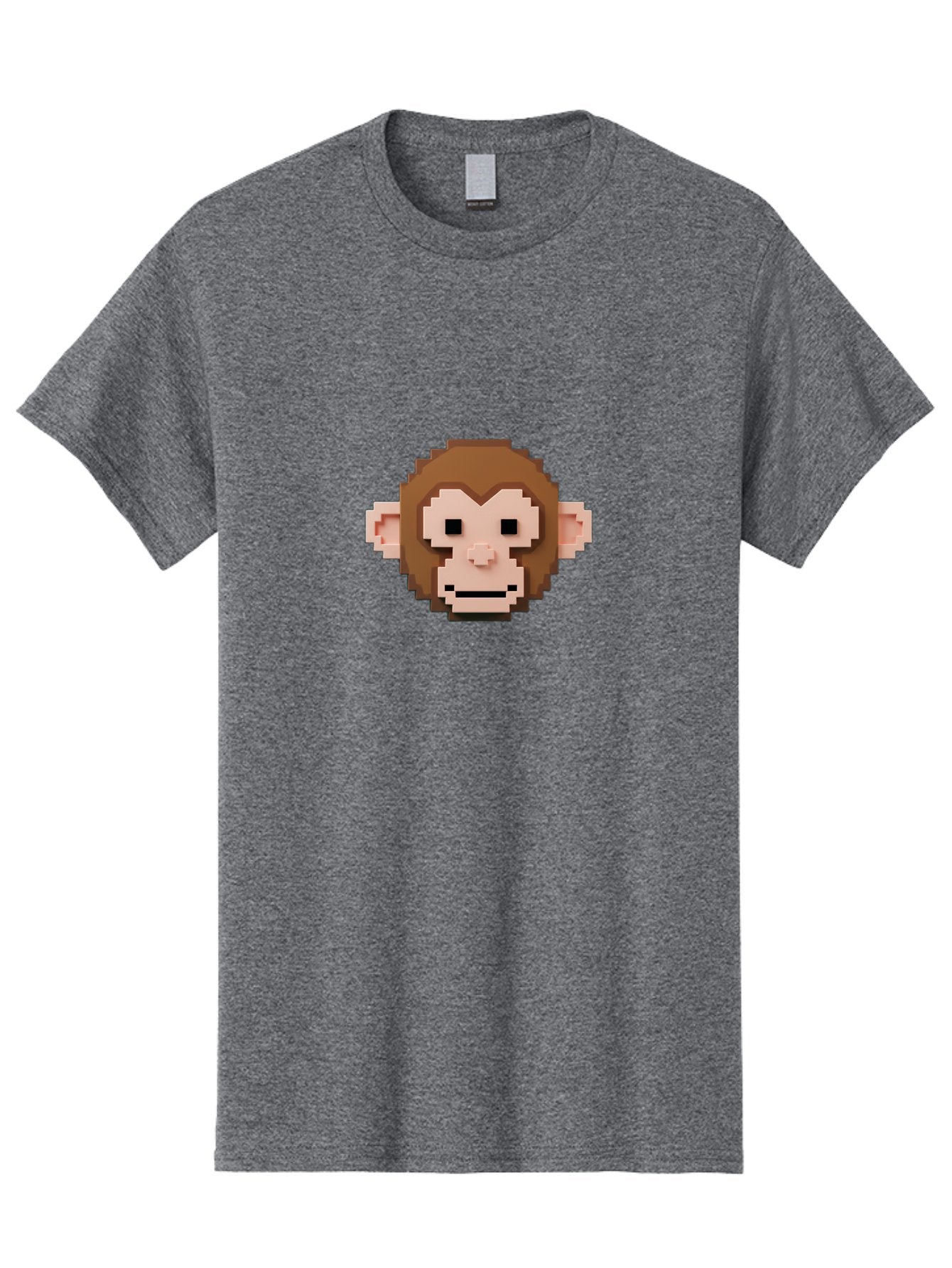 Pixelated-Monkey Men'S Graphic Tee, 100% Cotton, Comfortable Casual Summer Wear, Machine Washable, Pixel Art, Monkey Face, Digital Illustration, Blocky Style, Cartoon Character, Primate, Pixelated Graphics, Video Game Art, Cute Monkey, Bab203 13