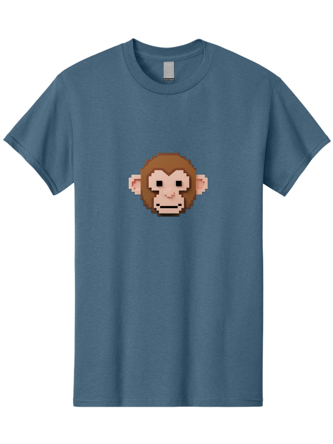 Pixelated-Monkey Men'S Graphic Tee, 100% Cotton, Comfortable Casual Summer Wear, Machine Washable, Pixel Art, Monkey Face, Digital Illustration, Blocky Style, Cartoon Character, Primate, Pixelated Graphics, Video Game Art, Cute Monkey, Bab203 8