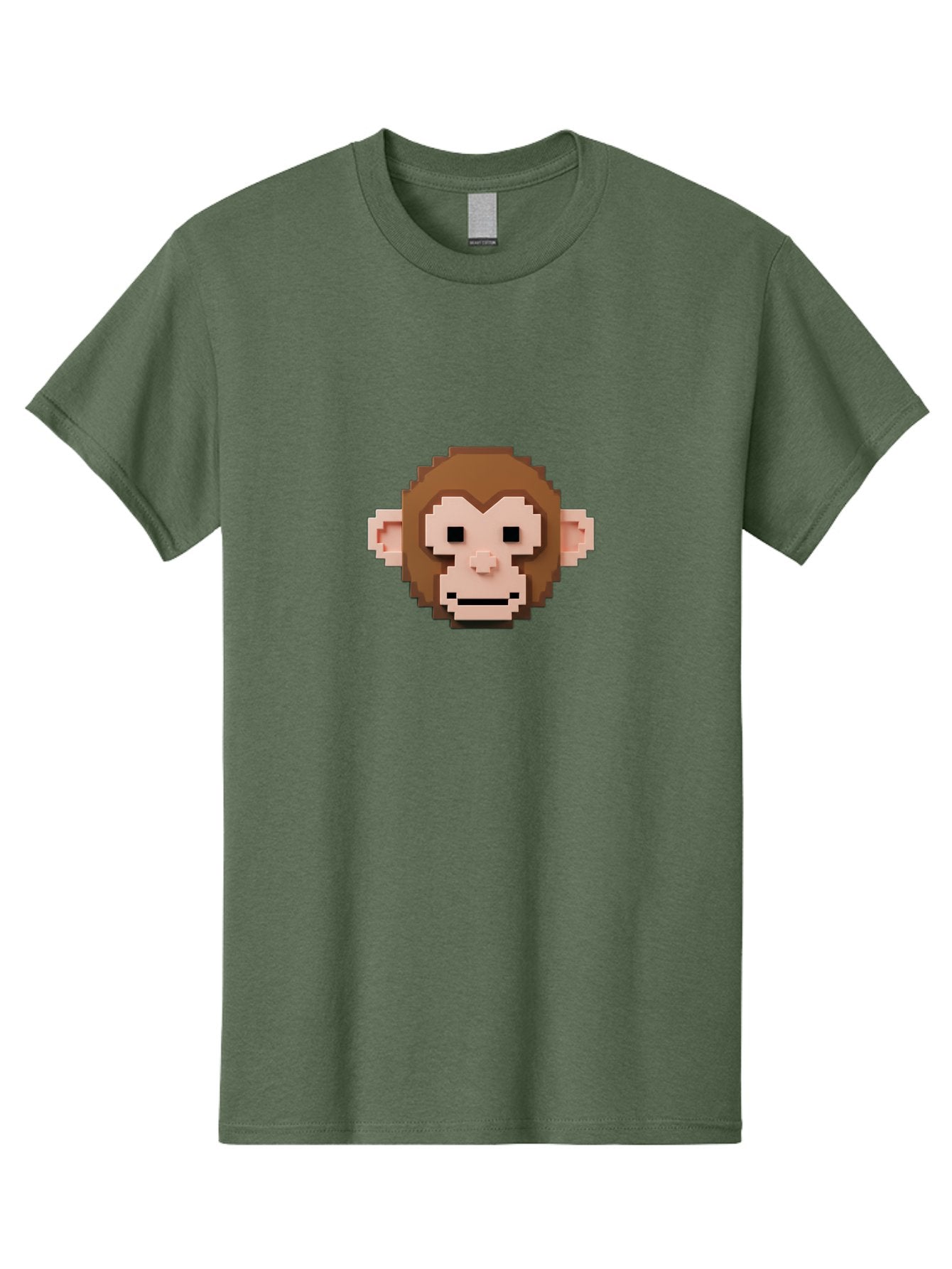 Pixelated-Monkey Men'S Graphic Tee, 100% Cotton, Comfortable Casual Summer Wear, Machine Washable, Pixel Art, Monkey Face, Digital Illustration, Blocky Style, Cartoon Character, Primate, Pixelated Graphics, Video Game Art, Cute Monkey, Bab203 4