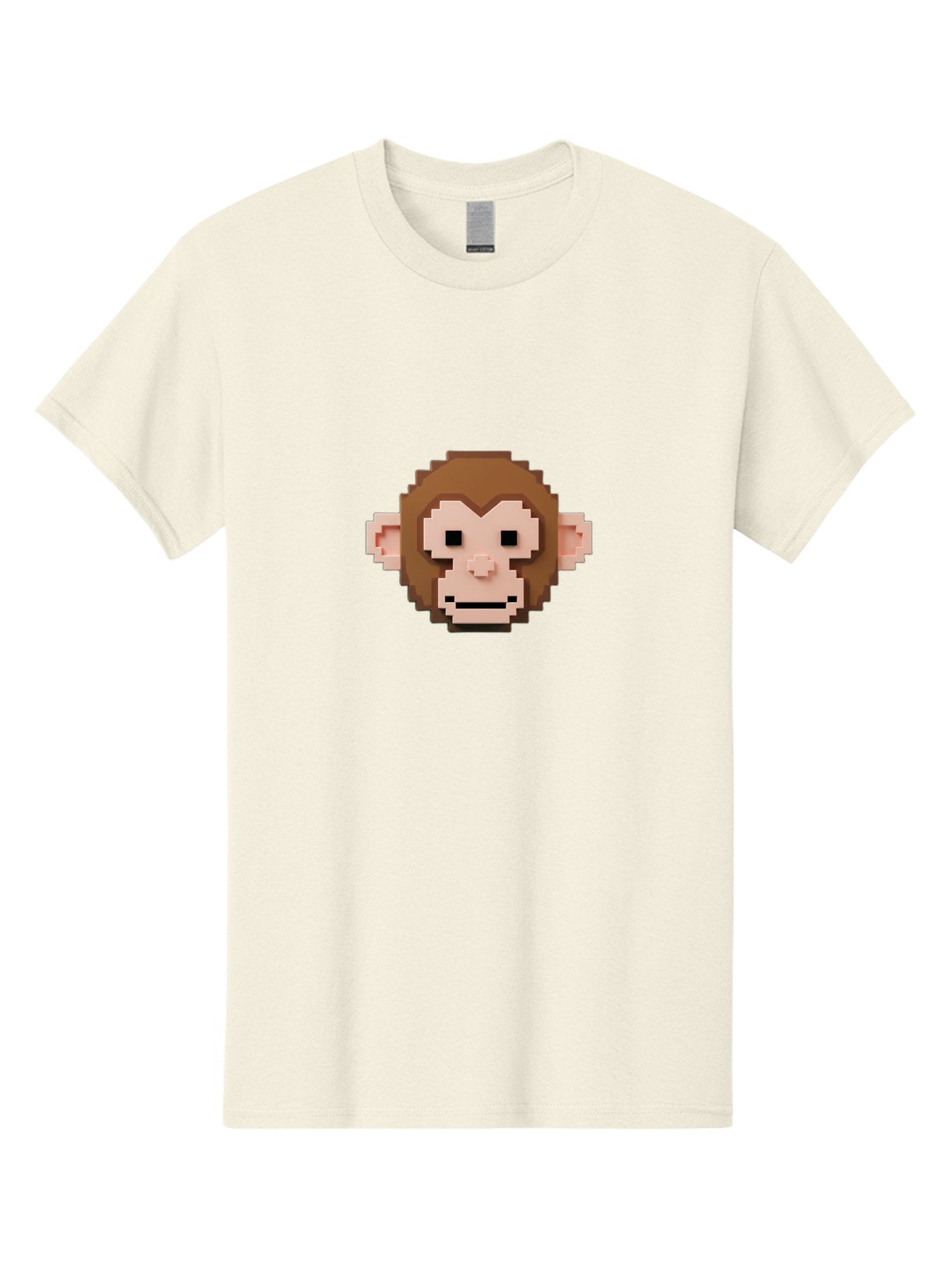 Pixelated-Monkey Men'S Graphic Tee, 100% Cotton, Comfortable Casual Summer Wear, Machine Washable, Pixel Art, Monkey Face, Digital Illustration, Blocky Style, Cartoon Character, Primate, Pixelated Graphics, Video Game Art, Cute Monkey, Bab203 7