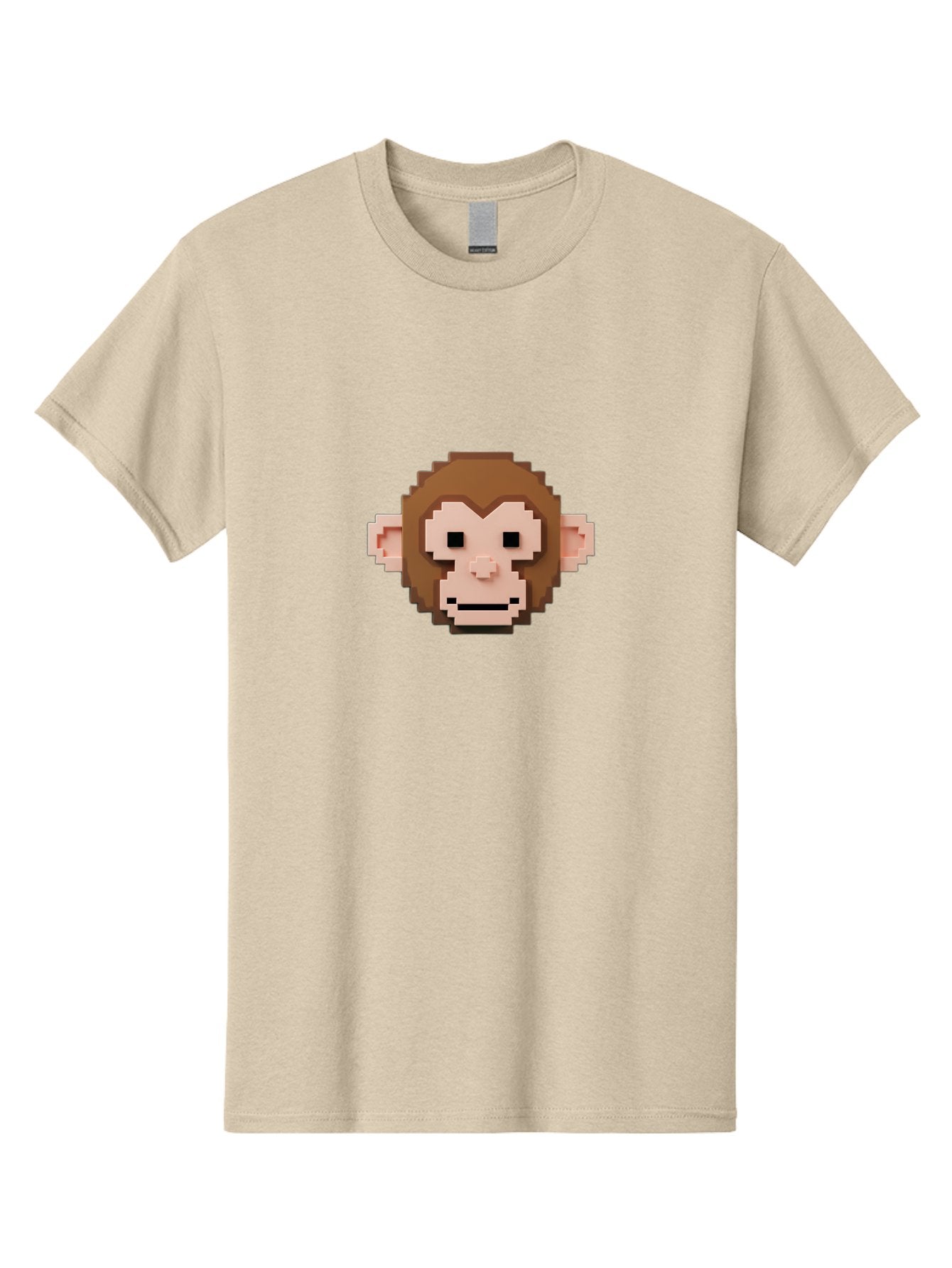 Pixelated-Monkey Men'S Graphic Tee, 100% Cotton, Comfortable Casual Summer Wear, Machine Washable, Pixel Art, Monkey Face, Digital Illustration, Blocky Style, Cartoon Character, Primate, Pixelated Graphics, Video Game Art, Cute Monkey, Bab203 9