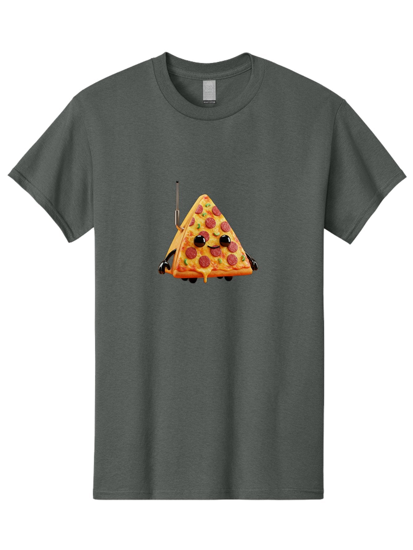Pizza-Slice-Robot Men'S Graphic Tee, 100% Cotton, Comfortable Casual Summer Wear, Machine Washable, Pepperoni Pizza Slice, Cartoon Character, Robot Arms, Green Herbs, Melted Cheese, Foodie Fun, Animated Food, Robot Pizza Bab205 9