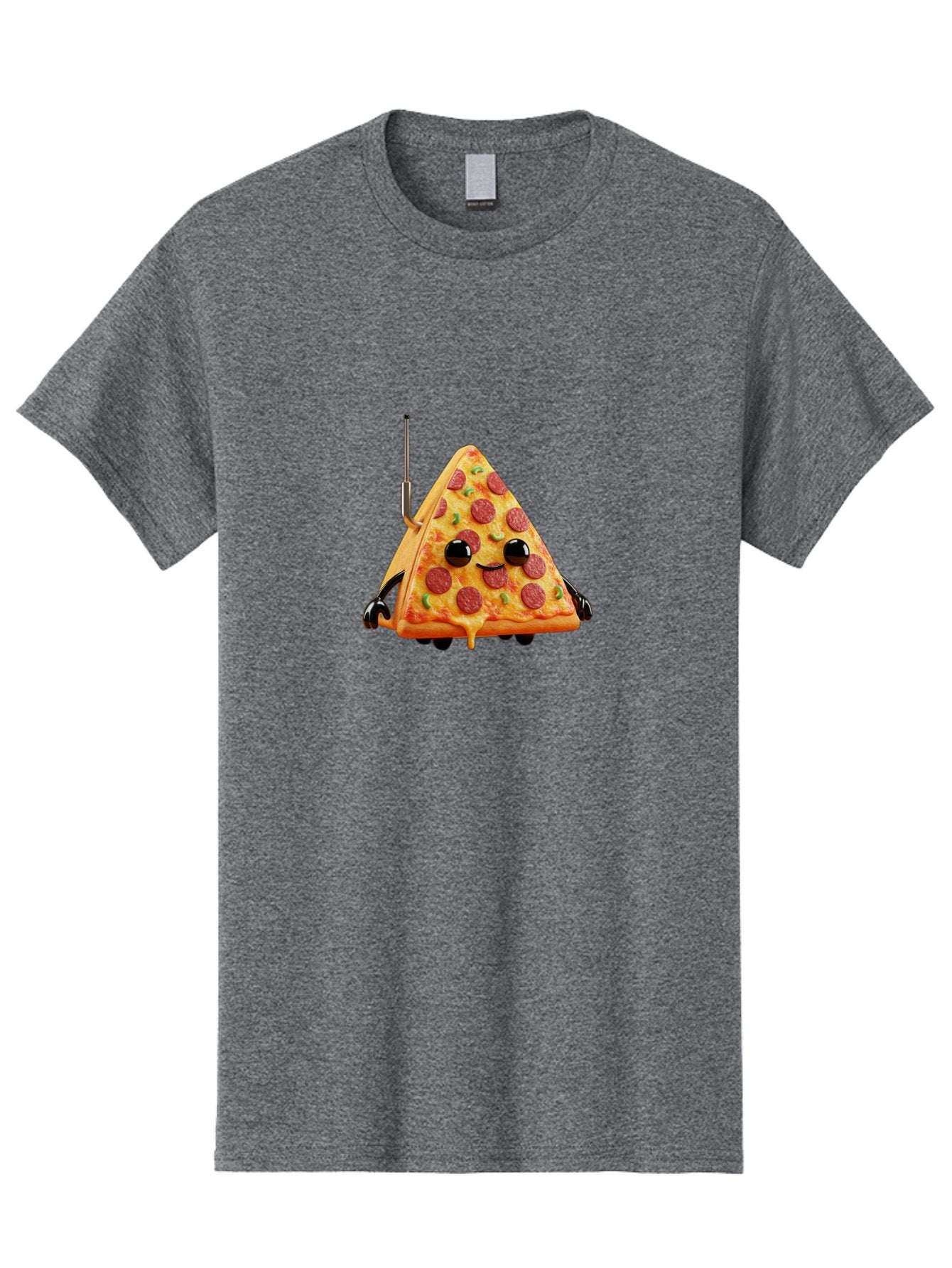Pizza-Slice-Robot Men'S Graphic Tee, 100% Cotton, Comfortable Casual Summer Wear, Machine Washable, Pepperoni Pizza Slice, Cartoon Character, Robot Arms, Green Herbs, Melted Cheese, Foodie Fun, Animated Food, Robot Pizza Bab205 6