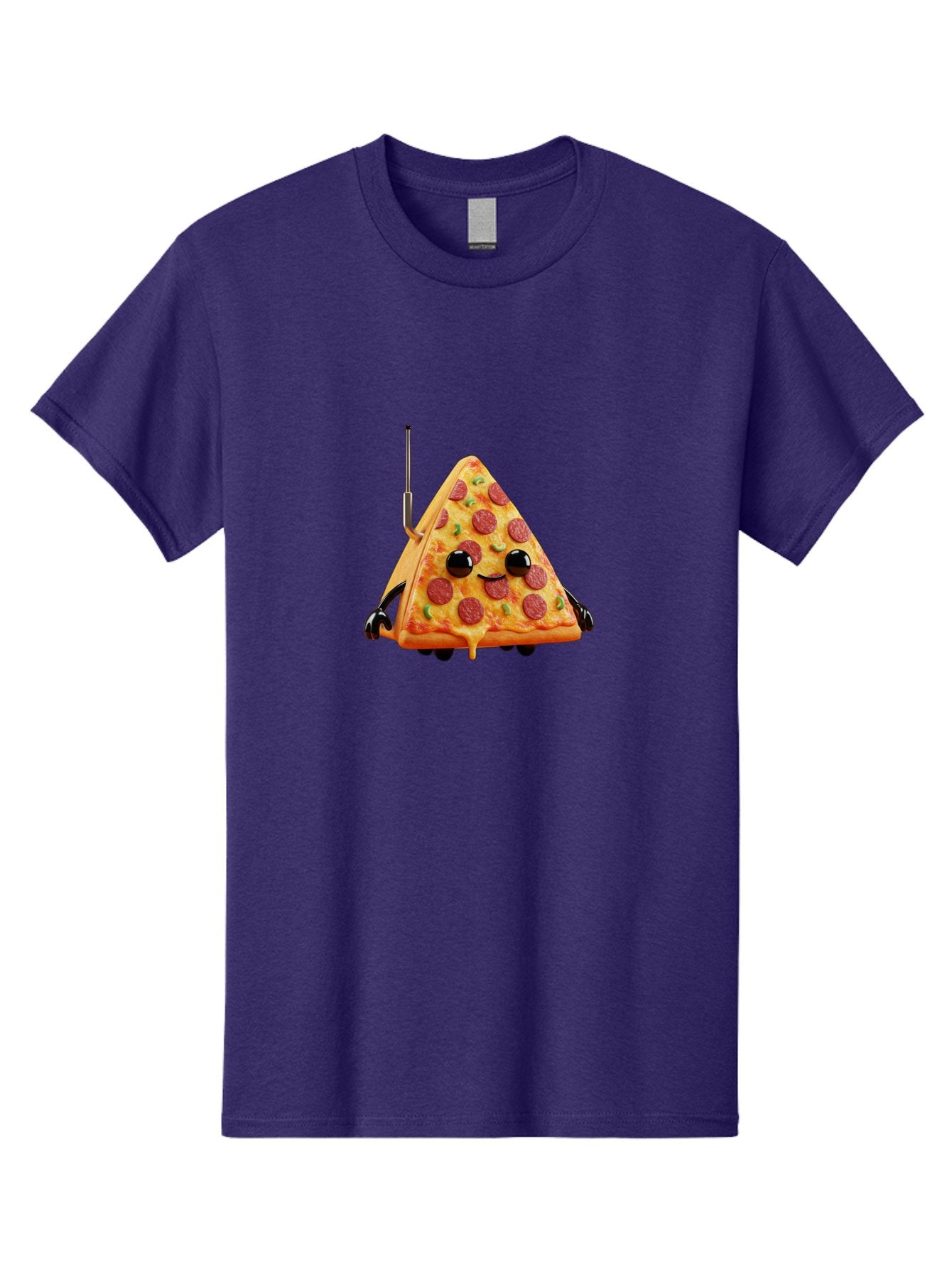 Pizza-Slice-Robot Men'S Graphic Tee, 100% Cotton, Comfortable Casual Summer Wear, Machine Washable, Pepperoni Pizza Slice, Cartoon Character, Robot Arms, Green Herbs, Melted Cheese, Foodie Fun, Animated Food, Robot Pizza Bab205 7
