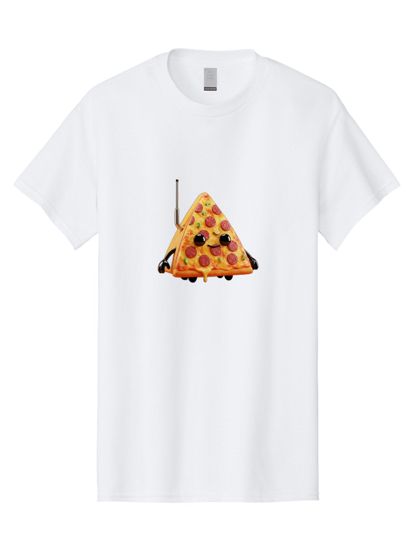 Pizza-Slice-Robot Men'S Graphic Tee, 100% Cotton, Comfortable Casual Summer Wear, Machine Washable, Pepperoni Pizza Slice, Cartoon Character, Robot Arms, Green Herbs, Melted Cheese, Foodie Fun, Animated Food, Robot Pizza Bab205 10