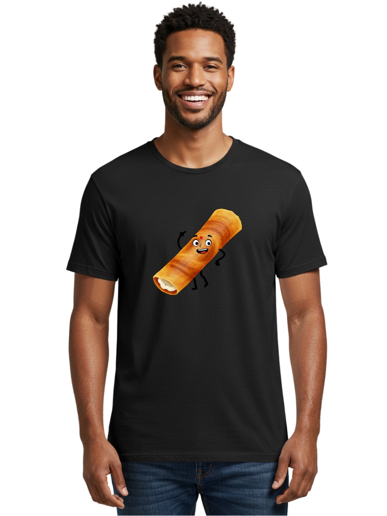Plain-Dosa Men'S Graphic Tee, 100% Cotton, Comfortable Casual Summer Wear, Machine Washable, Cartoon Paan Masala, Indian Street Food, Delicious Treats, Crunchy Texture, Happy Face, Bindi, Mouth-Watering, Tasty Snack, Paan Delight Bab206 22