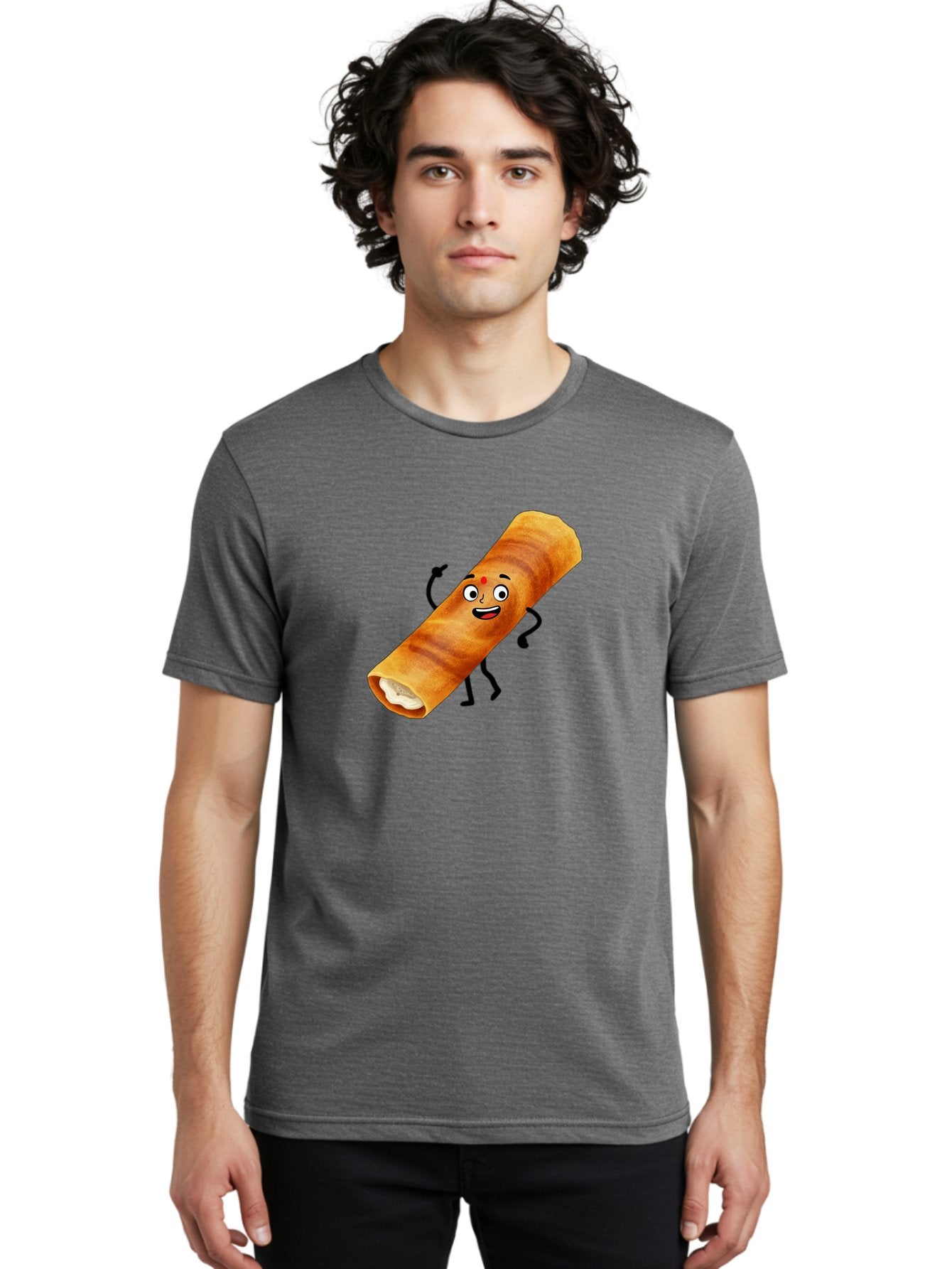 Plain-Dosa Men'S Graphic Tee, 100% Cotton, Comfortable Casual Summer Wear, Machine Washable, Cartoon Paan Masala, Indian Street Food, Delicious Treats, Crunchy Texture, Happy Face, Bindi, Mouth-Watering, Tasty Snack, Paan Delight Bab206 21
