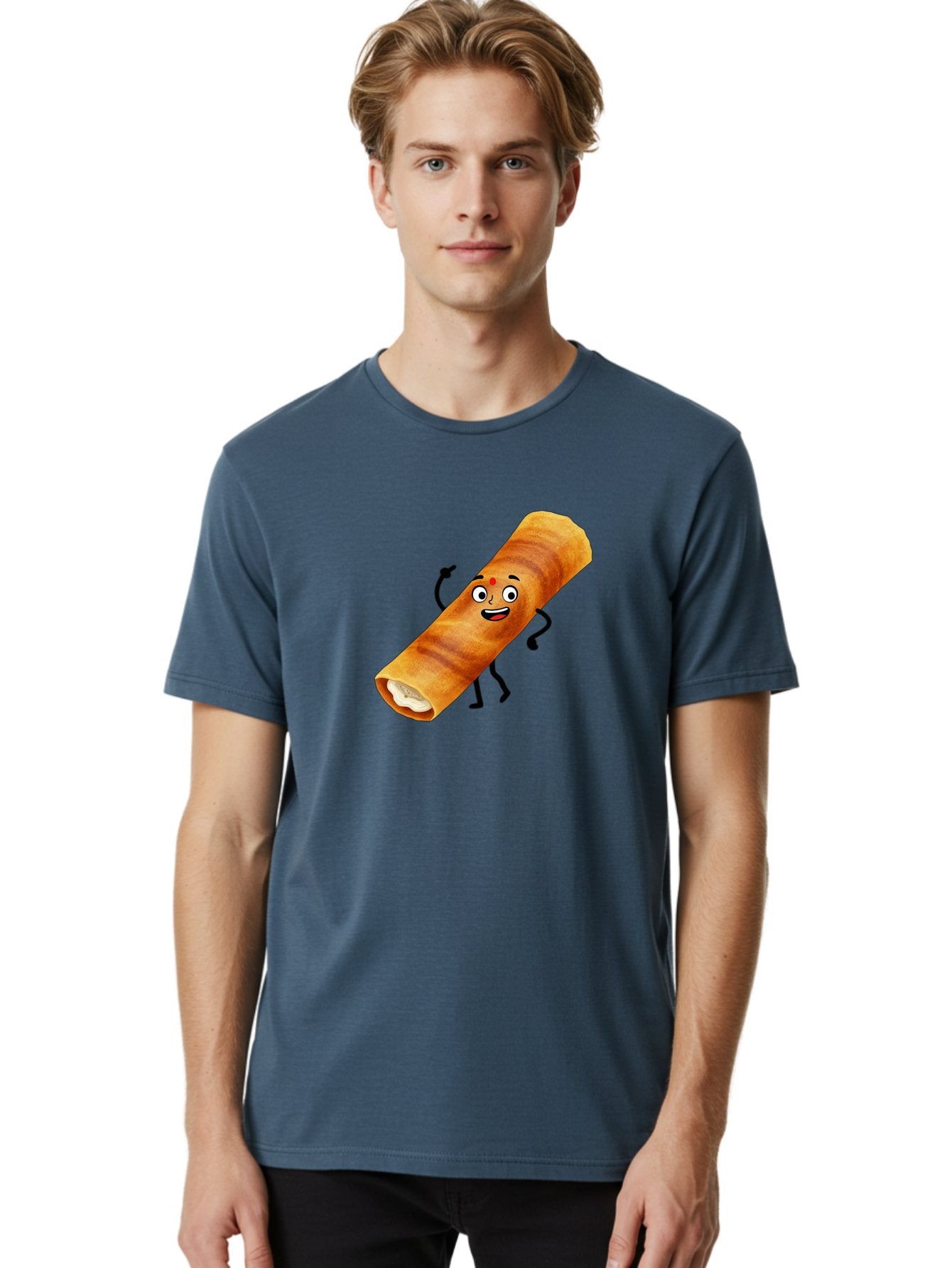 Plain-Dosa Men'S Graphic Tee, 100% Cotton, Comfortable Casual Summer Wear, Machine Washable, Cartoon Paan Masala, Indian Street Food, Delicious Treats, Crunchy Texture, Happy Face, Bindi, Mouth-Watering, Tasty Snack, Paan Delight Bab206 25