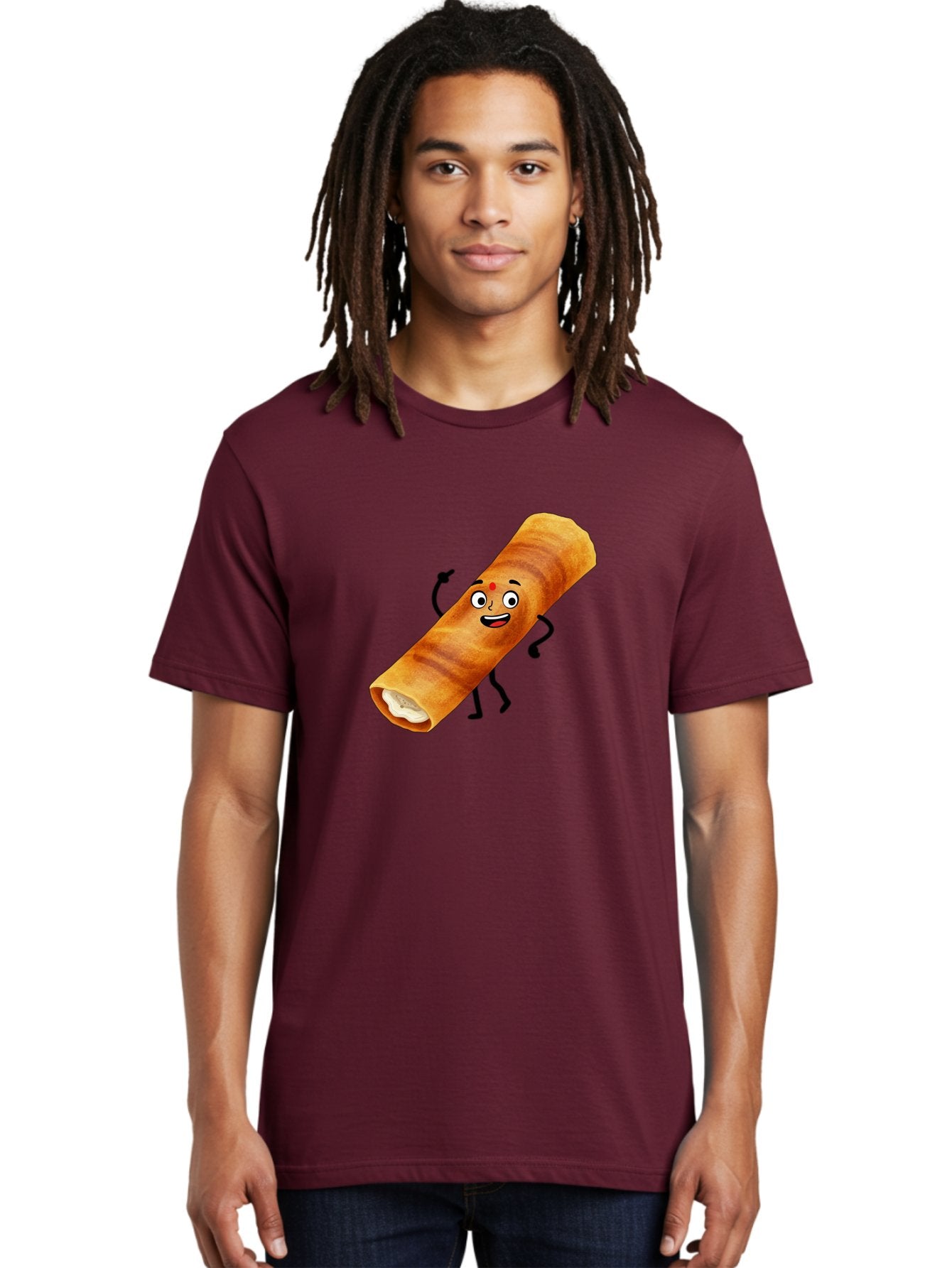 Plain-Dosa Men'S Graphic Tee, 100% Cotton, Comfortable Casual Summer Wear, Machine Washable, Cartoon Paan Masala, Indian Street Food, Delicious Treats, Crunchy Texture, Happy Face, Bindi, Mouth-Watering, Tasty Snack, Paan Delight Bab206 23
