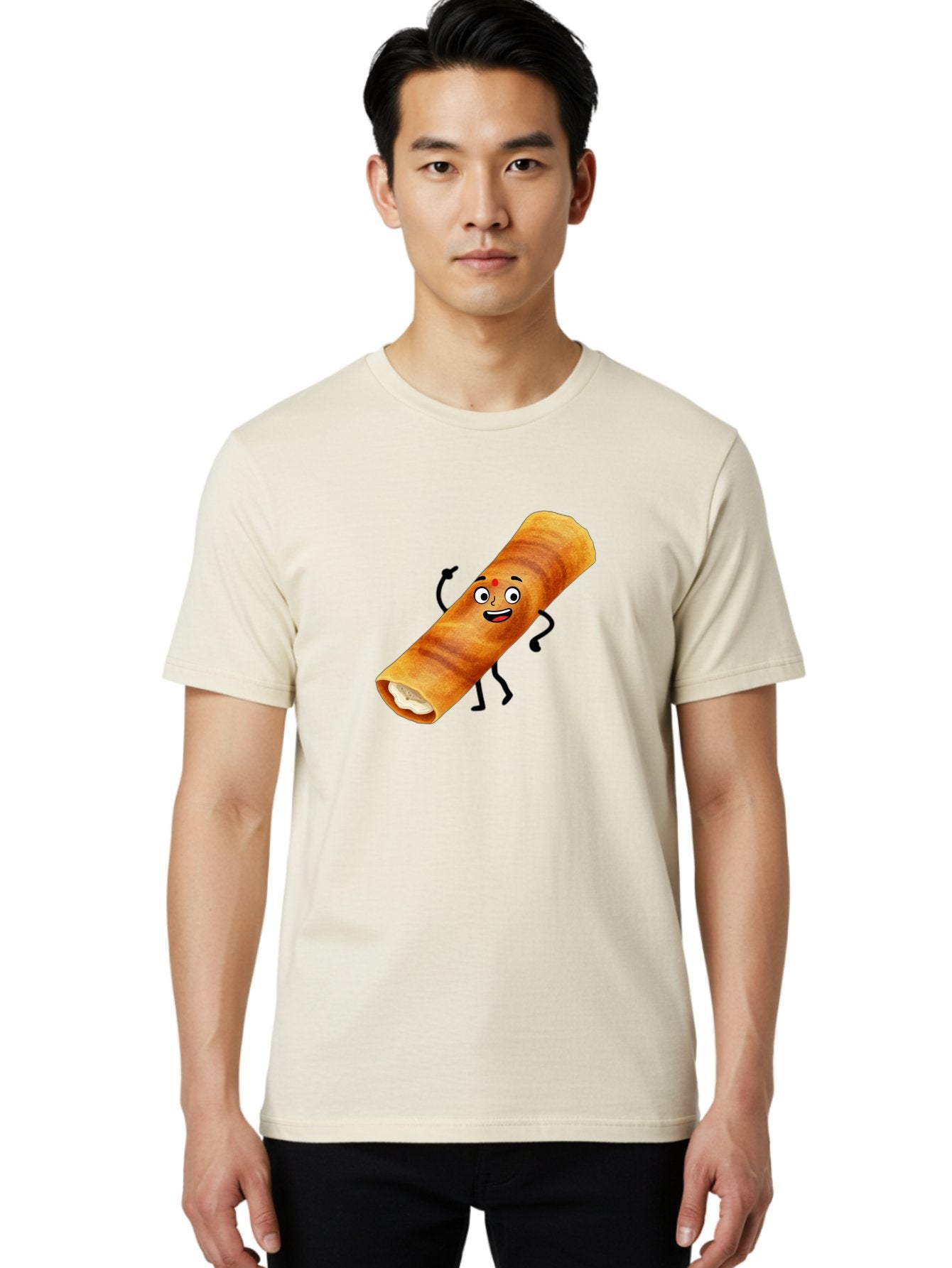 Plain-Dosa Men'S Graphic Tee, 100% Cotton, Comfortable Casual Summer Wear, Machine Washable, Cartoon Paan Masala, Indian Street Food, Delicious Treats, Crunchy Texture, Happy Face, Bindi, Mouth-Watering, Tasty Snack, Paan Delight Bab206 26