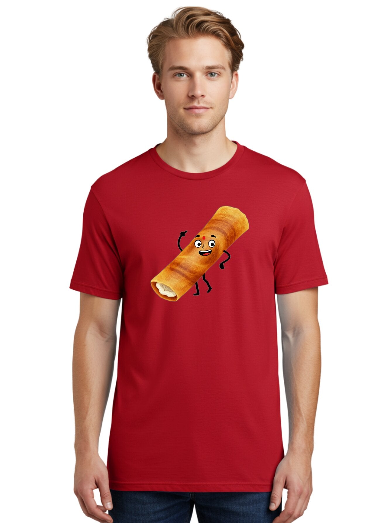 Plain-Dosa Men'S Graphic Tee, 100% Cotton, Comfortable Casual Summer Wear, Machine Washable, Cartoon Paan Masala, Indian Street Food, Delicious Treats, Crunchy Texture, Happy Face, Bindi, Mouth-Watering, Tasty Snack, Paan Delight Bab206 24