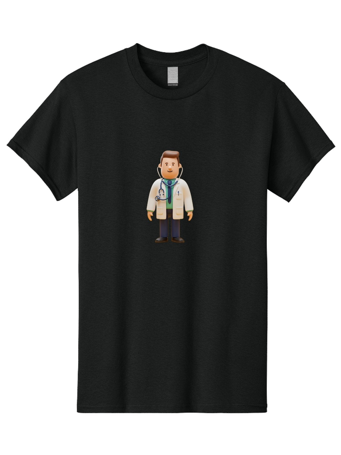 Playmobil-Doctor Men'S Graphic Tee, 100% Cotton, Comfortable Casual Summer Wear, Machine Washable, Cartoon Doctor, Medical Professional, Stethoscope Around Neck, White Lab Coat, Blue Tie, Playmobil Figure, Medical Illustration, Bab209 9