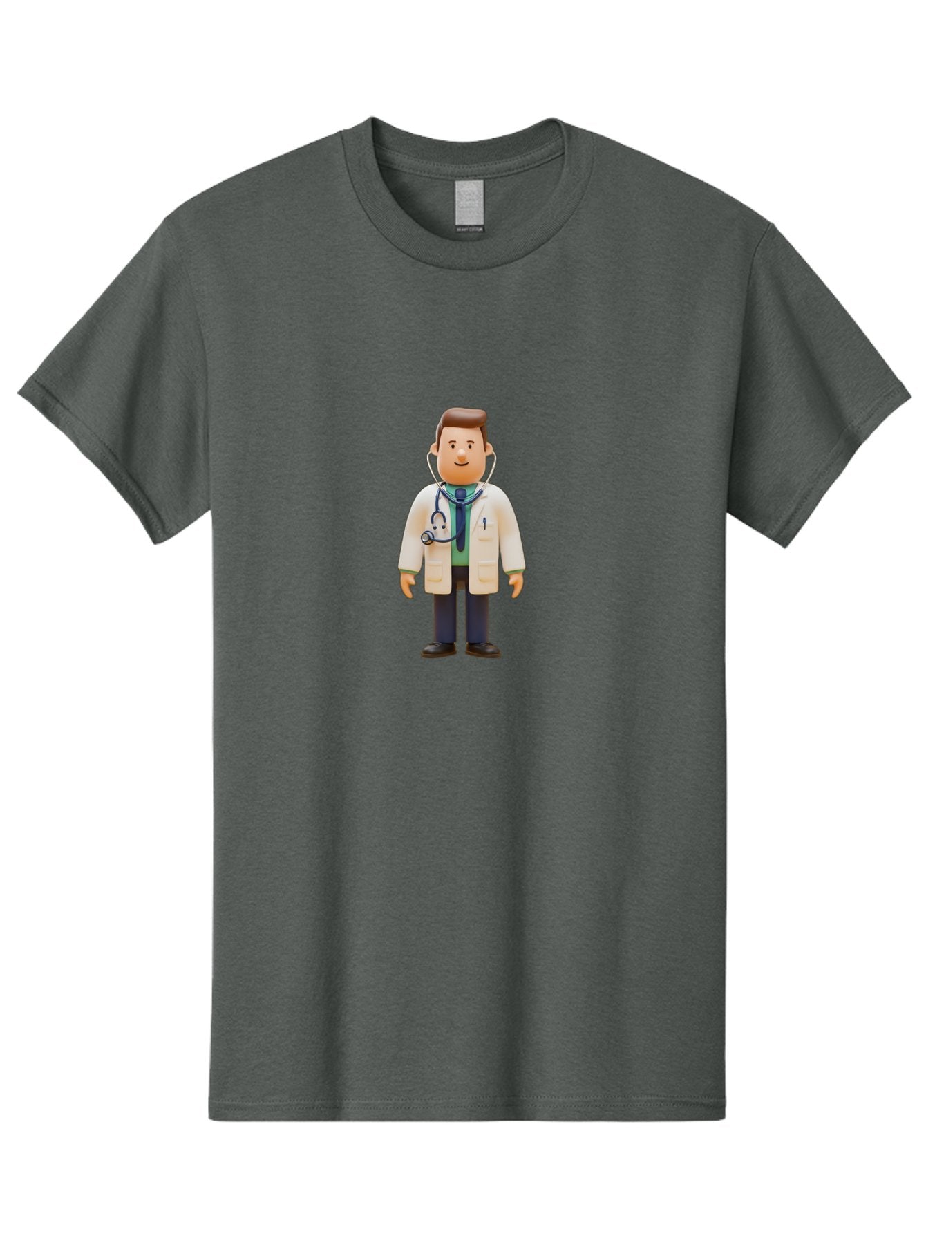 Playmobil-Doctor Men'S Graphic Tee, 100% Cotton, Comfortable Casual Summer Wear, Machine Washable, Cartoon Doctor, Medical Professional, Stethoscope Around Neck, White Lab Coat, Blue Tie, Playmobil Figure, Medical Illustration, Bab209 7