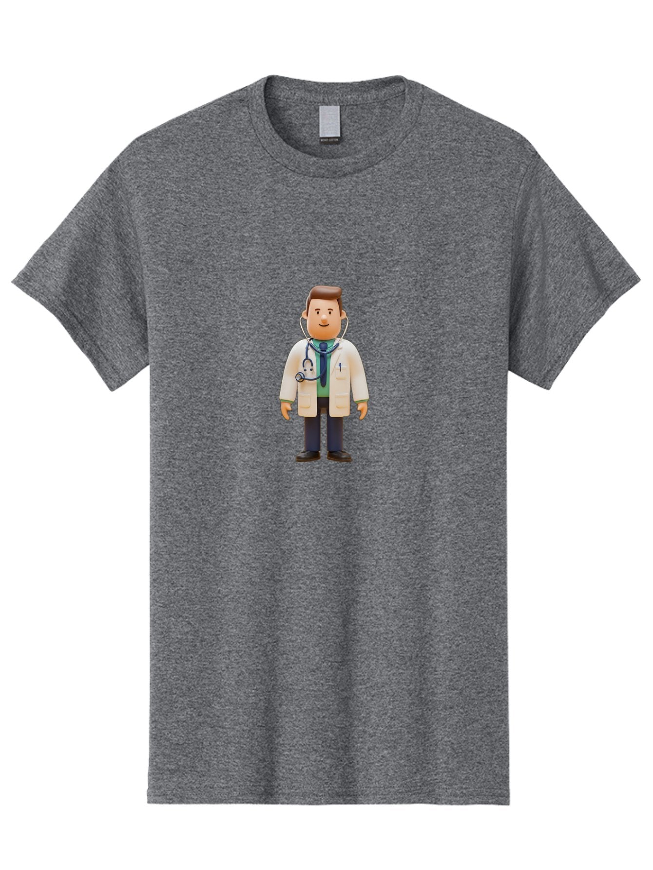 Playmobil-Doctor Men'S Graphic Tee, 100% Cotton, Comfortable Casual Summer Wear, Machine Washable, Cartoon Doctor, Medical Professional, Stethoscope Around Neck, White Lab Coat, Blue Tie, Playmobil Figure, Medical Illustration, Bab209 14