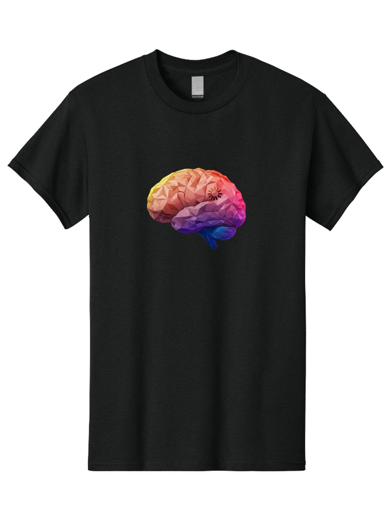 Polygonal-Brain Men'S Graphic Tee, 100% Cotton, Comfortable Casual Summer Wear, Machine Washable, Low Poly Brain, Colorful Brain, 3D Brain Model, Geometric Art, Brain Illustration, Neuroscience, Cognitive Function, Mental Health Awareness, Bab211 14