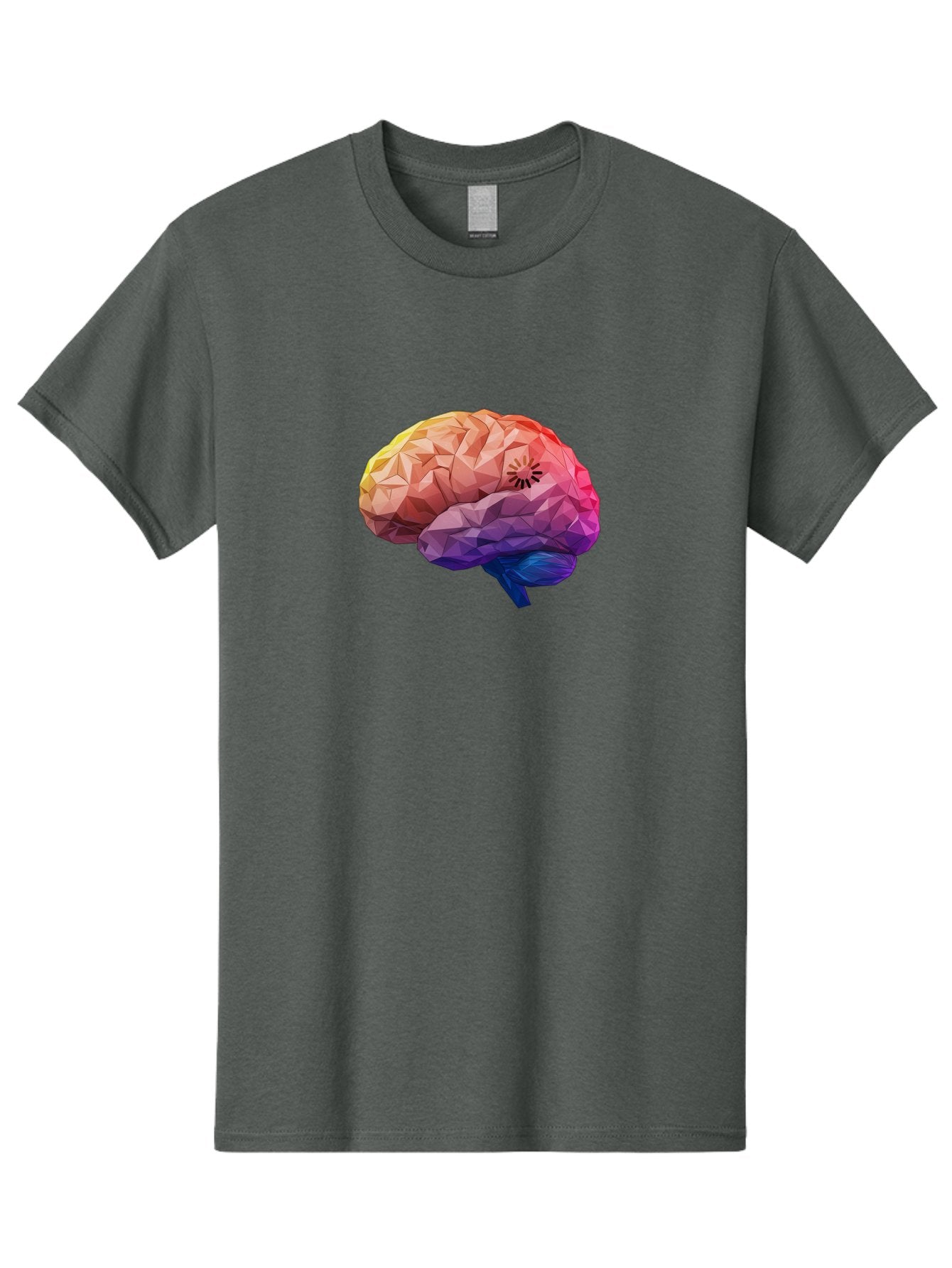 Polygonal-Brain Men'S Graphic Tee, 100% Cotton, Comfortable Casual Summer Wear, Machine Washable, Low Poly Brain, Colorful Brain, 3D Brain Model, Geometric Art, Brain Illustration, Neuroscience, Cognitive Function, Mental Health Awareness, Bab211