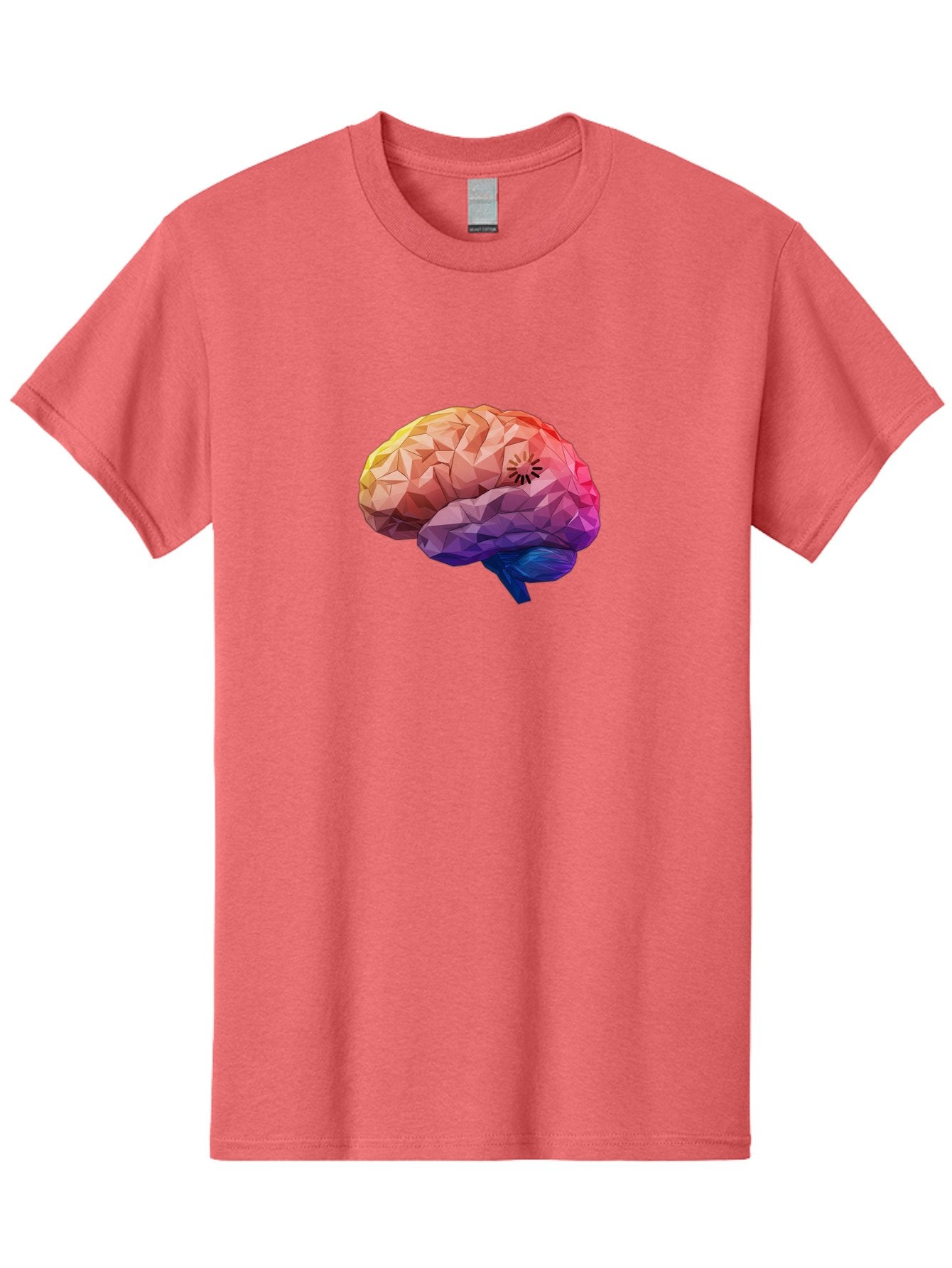 Polygonal-Brain Men'S Graphic Tee, 100% Cotton, Comfortable Casual Summer Wear, Machine Washable, Low Poly Brain, Colorful Brain, 3D Brain Model, Geometric Art, Brain Illustration, Neuroscience, Cognitive Function, Mental Health Awareness, Bab211 4