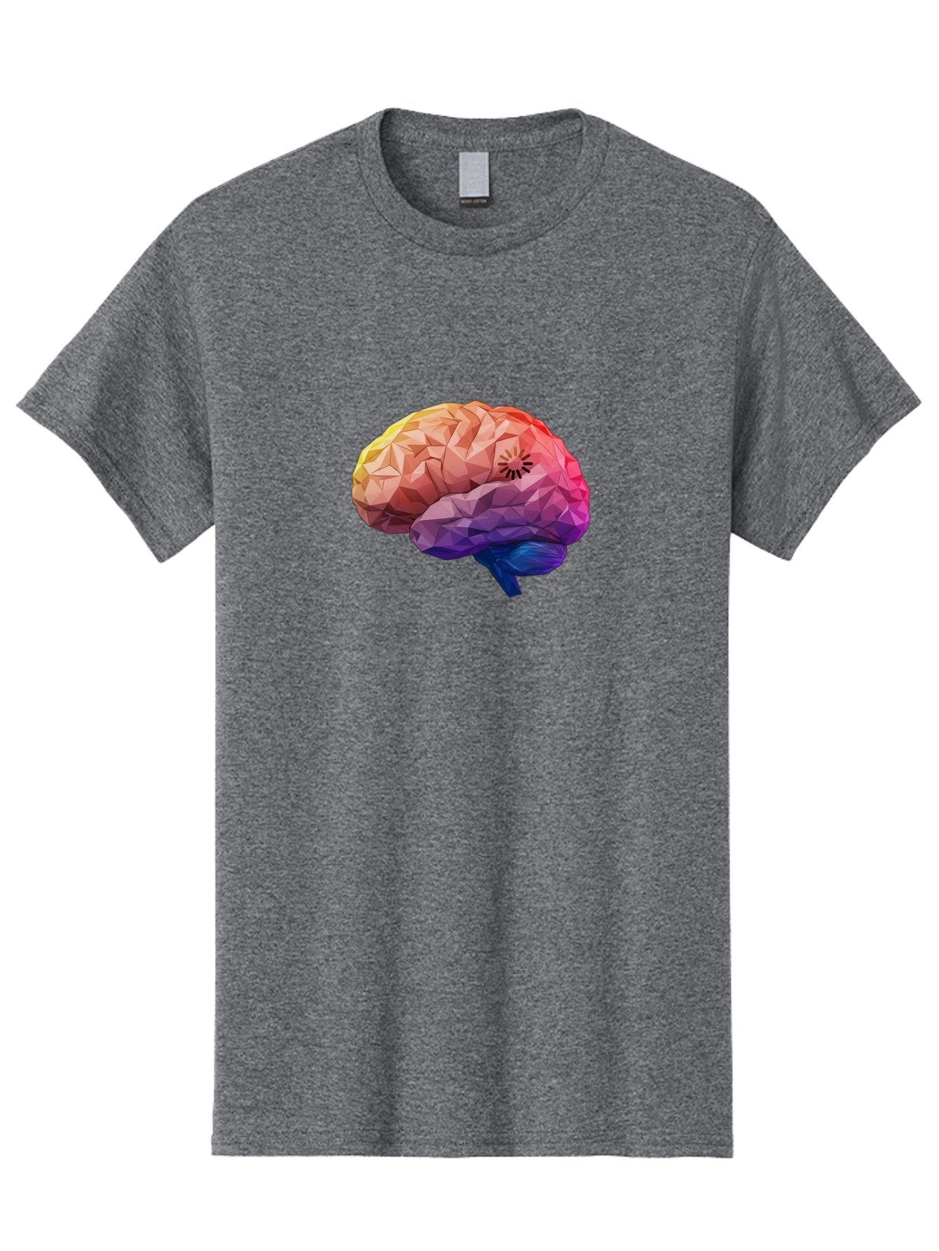Polygonal-Brain Men'S Graphic Tee, 100% Cotton, Comfortable Casual Summer Wear, Machine Washable, Low Poly Brain, Colorful Brain, 3D Brain Model, Geometric Art, Brain Illustration, Neuroscience, Cognitive Function, Mental Health Awareness, Bab211 13