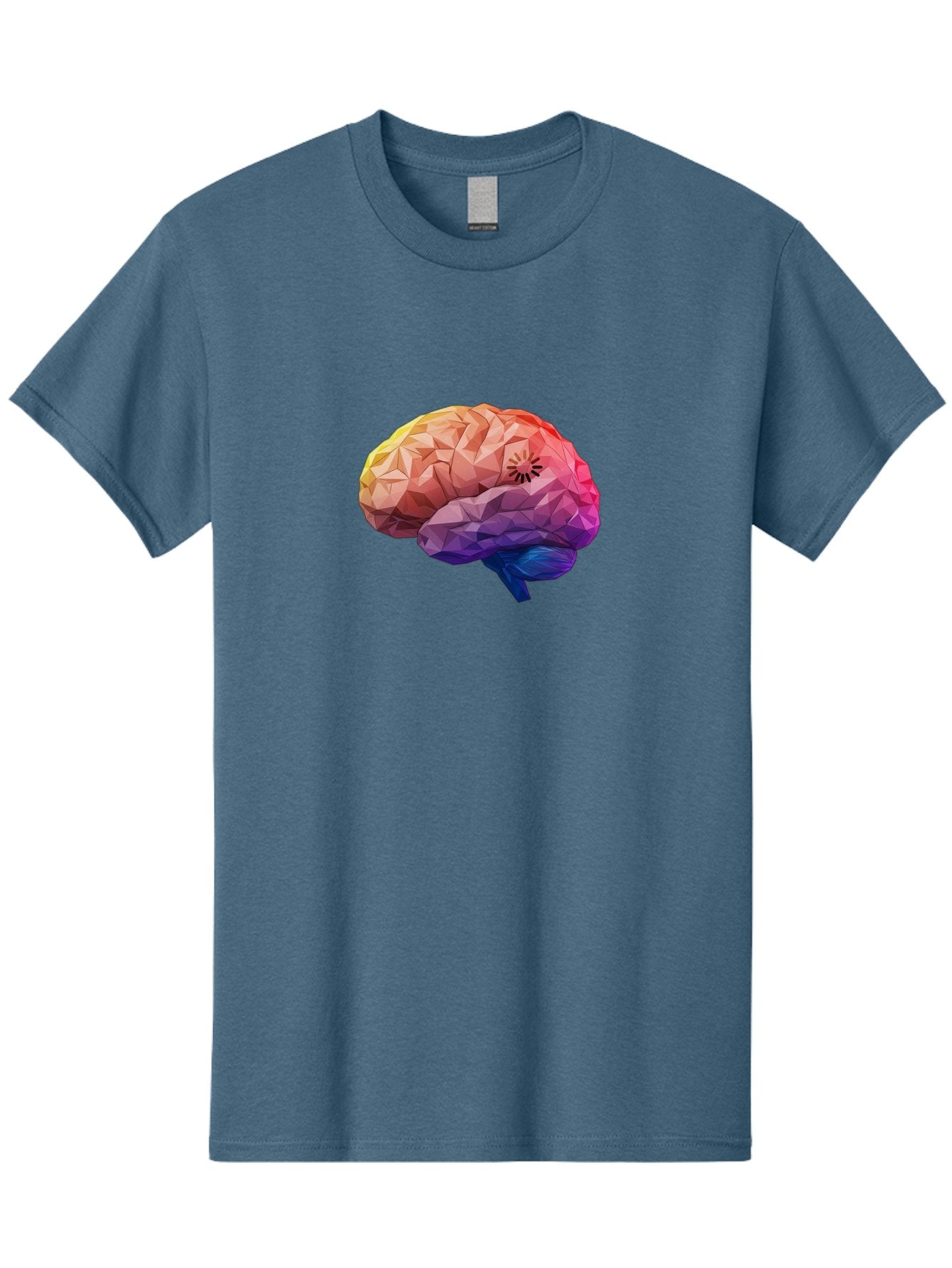 Polygonal-Brain Men'S Graphic Tee, 100% Cotton, Comfortable Casual Summer Wear, Machine Washable, Low Poly Brain, Colorful Brain, 3D Brain Model, Geometric Art, Brain Illustration, Neuroscience, Cognitive Function, Mental Health Awareness, Bab211 5