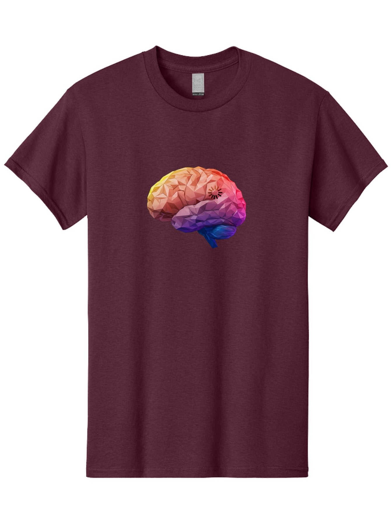 Polygonal-Brain Men'S Graphic Tee, 100% Cotton, Comfortable Casual Summer Wear, Machine Washable, Low Poly Brain, Colorful Brain, 3D Brain Model, Geometric Art, Brain Illustration, Neuroscience, Cognitive Function, Mental Health Awareness, Bab211 8