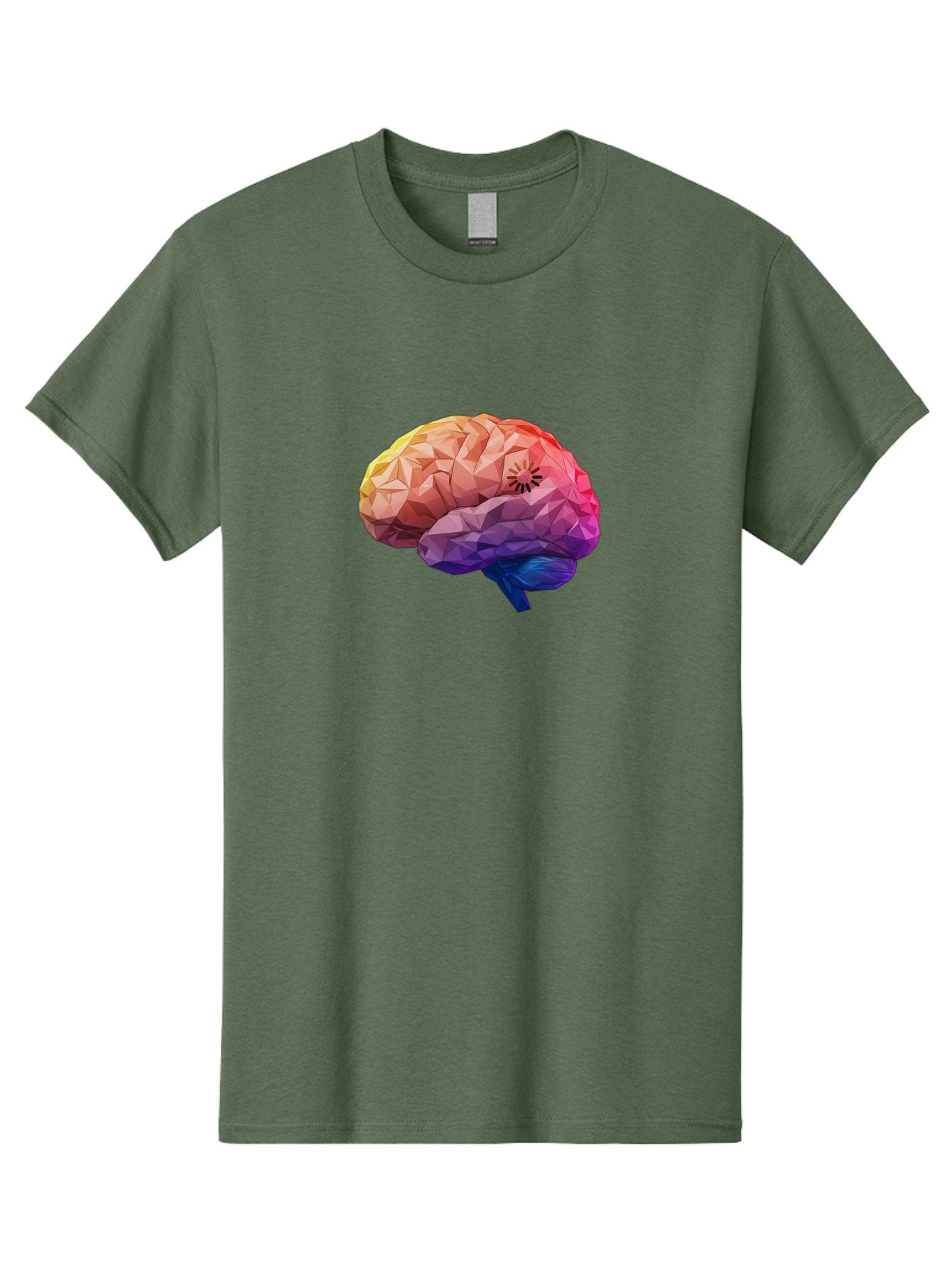 Polygonal-Brain Men'S Graphic Tee, 100% Cotton, Comfortable Casual Summer Wear, Machine Washable, Low Poly Brain, Colorful Brain, 3D Brain Model, Geometric Art, Brain Illustration, Neuroscience, Cognitive Function, Mental Health Awareness, Bab211 7