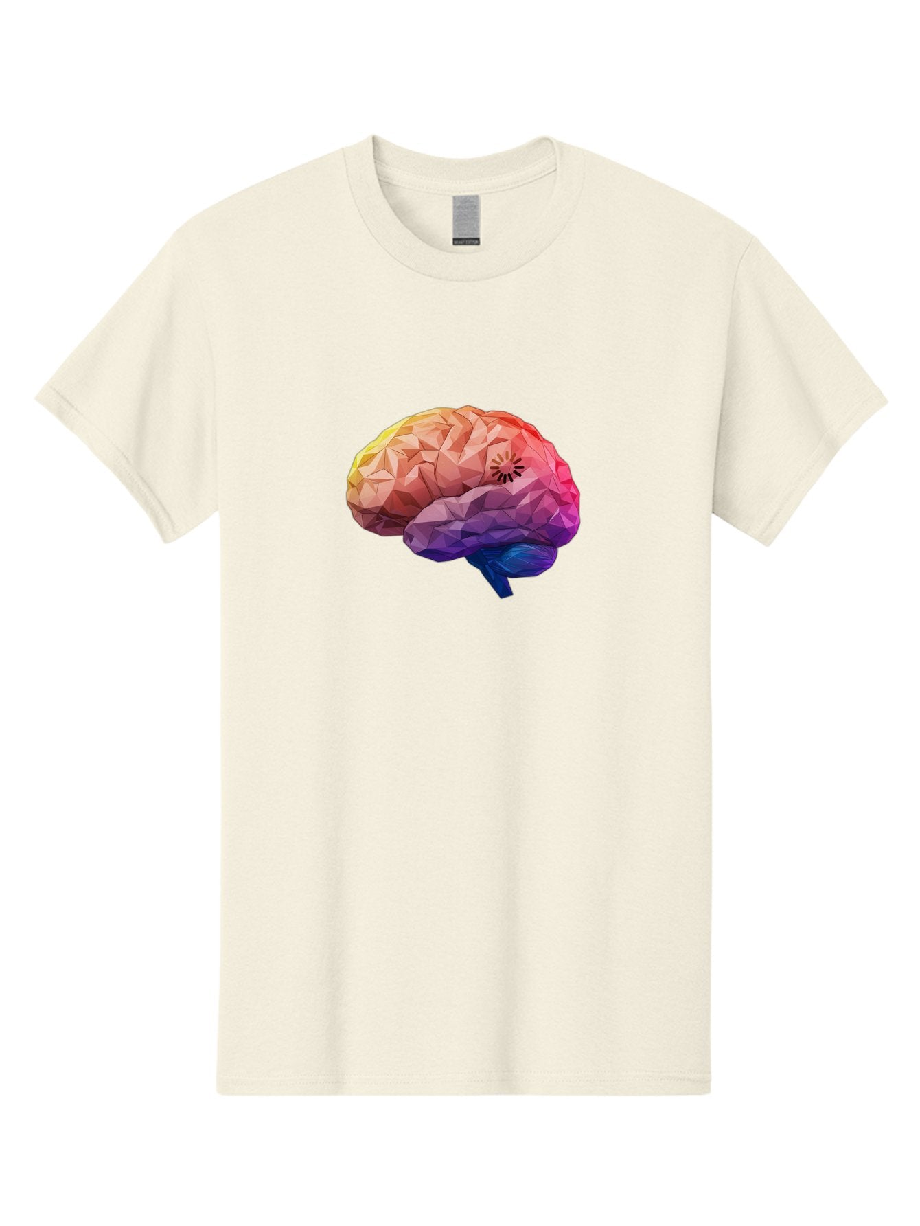 Polygonal-Brain Men'S Graphic Tee, 100% Cotton, Comfortable Casual Summer Wear, Machine Washable, Low Poly Brain, Colorful Brain, 3D Brain Model, Geometric Art, Brain Illustration, Neuroscience, Cognitive Function, Mental Health Awareness, Bab211