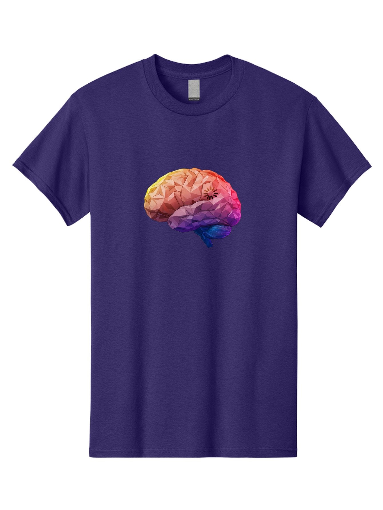 Polygonal-Brain Men'S Graphic Tee, 100% Cotton, Comfortable Casual Summer Wear, Machine Washable, Low Poly Brain, Colorful Brain, 3D Brain Model, Geometric Art, Brain Illustration, Neuroscience, Cognitive Function, Mental Health Awareness, Bab211 15
