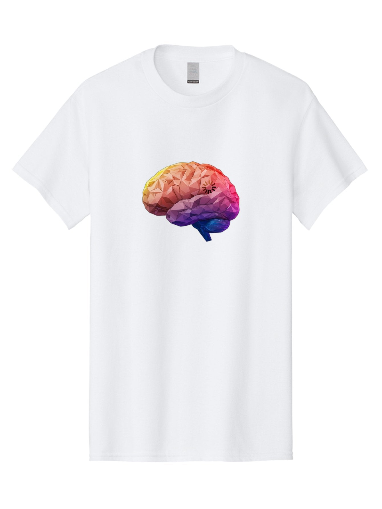 Polygonal-Brain Men'S Graphic Tee, 100% Cotton, Comfortable Casual Summer Wear, Machine Washable, Low Poly Brain, Colorful Brain, 3D Brain Model, Geometric Art, Brain Illustration, Neuroscience, Cognitive Function, Mental Health Awareness, Bab211 3