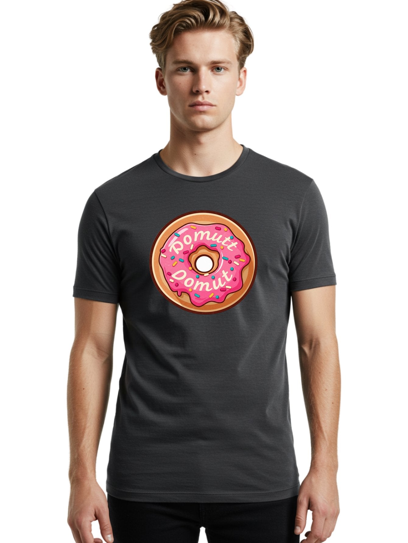 Pomutt-Pomutt-Donut Men'S Graphic Tee, 100% Cotton, Comfortable Casual Summer Wear, Machine Washable, Pink Frosted Donut, Donut With Sprinkles, Sweet Treat, Tasty Dessert, Colorful Donut, Pomutt Pomutt, Donut Illustration, Donut Art Bab212 22