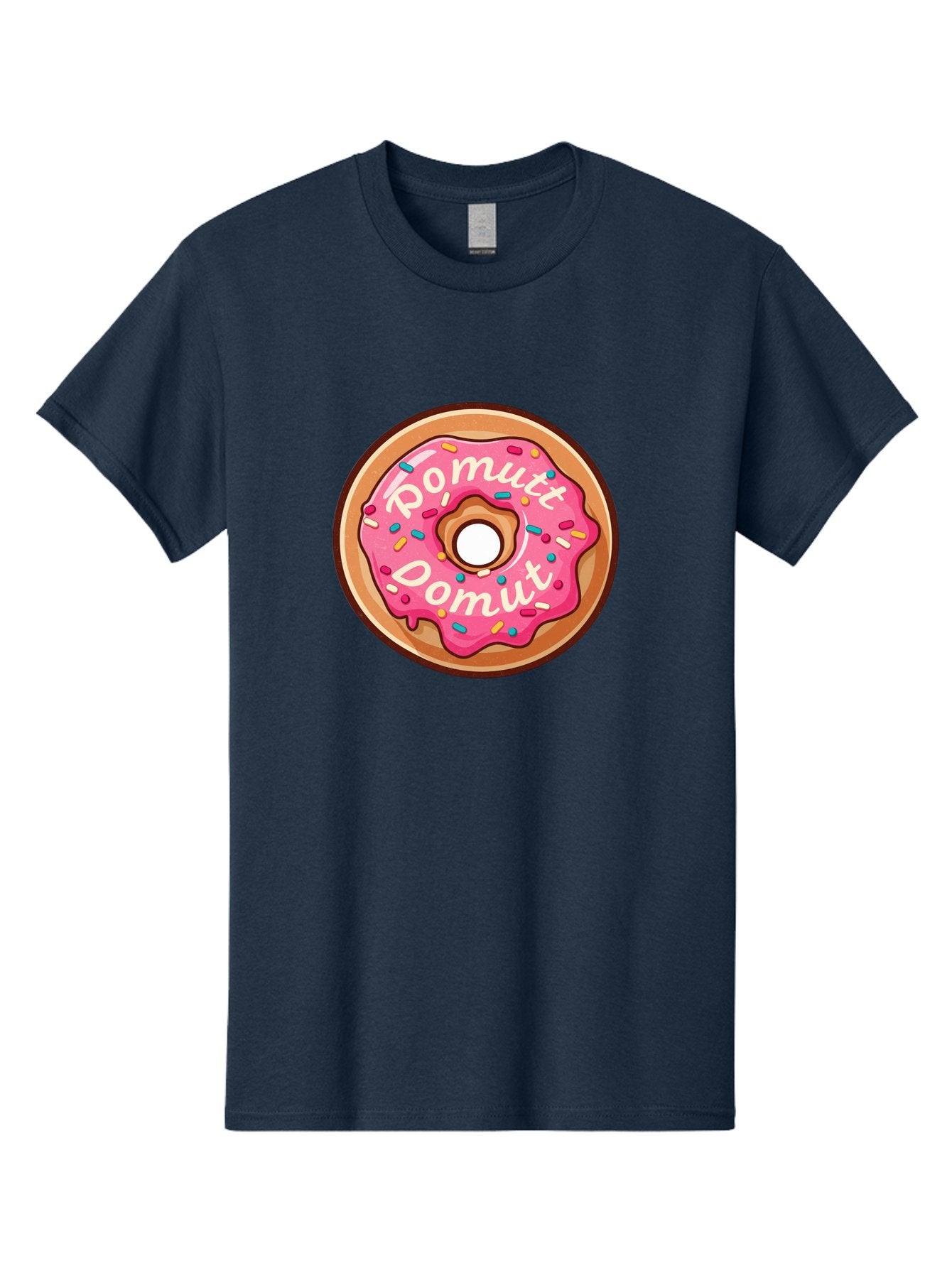 Pomutt-Pomutt-Donut Men'S Graphic Tee, 100% Cotton, Comfortable Casual Summer Wear, Machine Washable, Pink Frosted Donut, Donut With Sprinkles, Sweet Treat, Tasty Dessert, Colorful Donut, Pomutt Pomutt, Donut Illustration, Donut Art Bab212