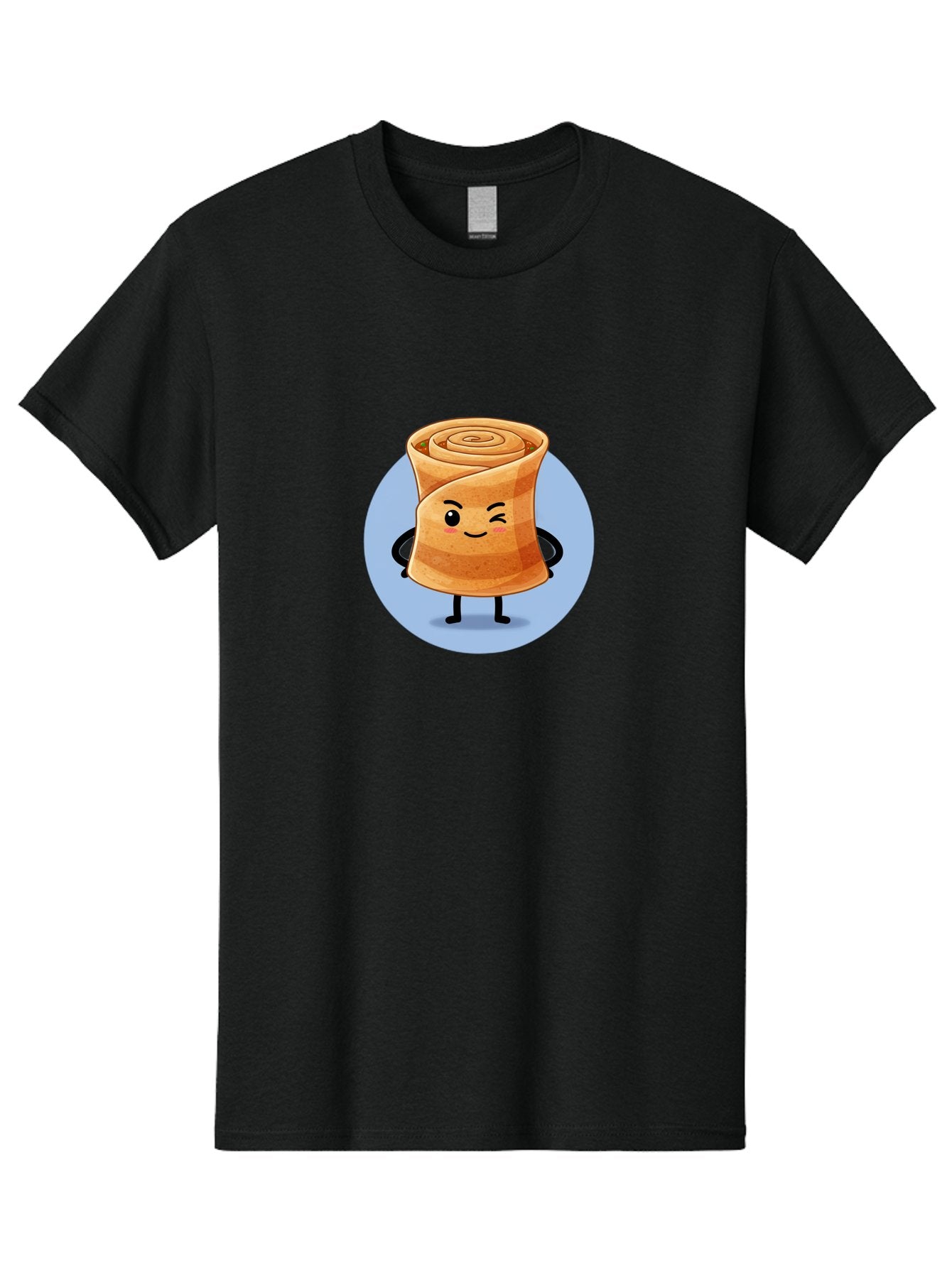 Popiah Men'S Graphic Tee, 100% Cotton, Comfortable Casual Summer Wear, Machine Washable, Cartoon Cinnamon Roll, Smiling Face, Winking, Cute Pastry, Baked Goods, Sweet Treats, Delicious Dessert, Kawaii Character, Adorable Illustration Bab213 8