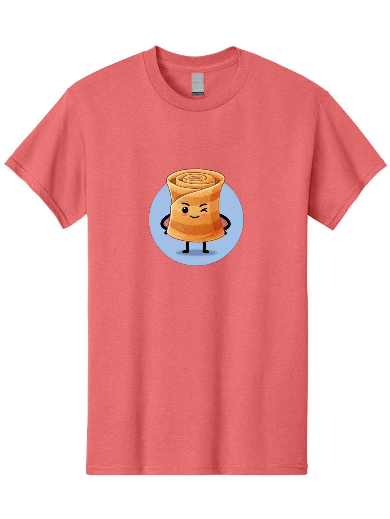 Popiah Men'S Graphic Tee, 100% Cotton, Comfortable Casual Summer Wear, Machine Washable, Cartoon Cinnamon Roll, Smiling Face, Winking, Cute Pastry, Baked Goods, Sweet Treats, Delicious Dessert, Kawaii Character, Adorable Illustration Bab213 10