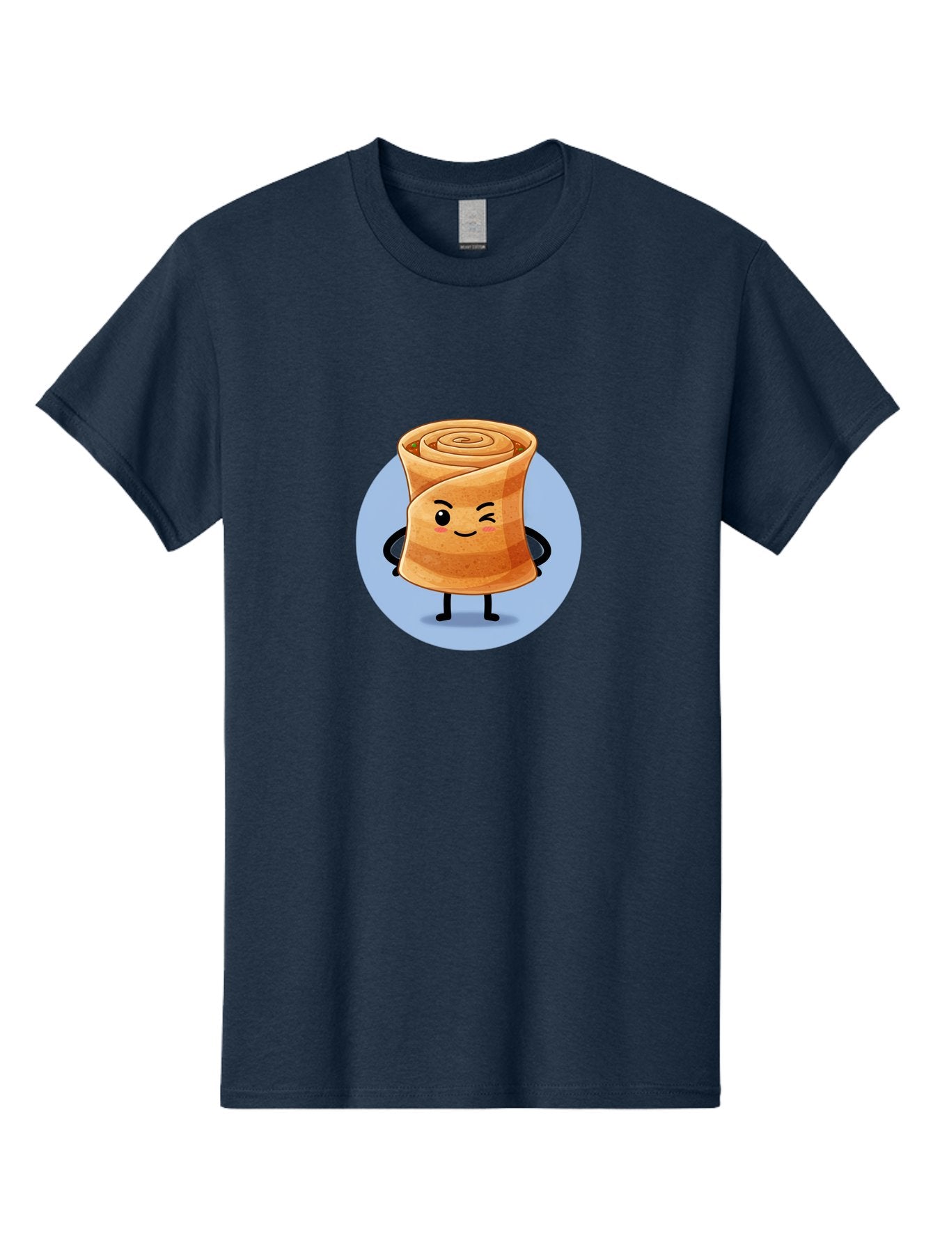 Popiah Men'S Graphic Tee, 100% Cotton, Comfortable Casual Summer Wear, Machine Washable, Cartoon Cinnamon Roll, Smiling Face, Winking, Cute Pastry, Baked Goods, Sweet Treats, Delicious Dessert, Kawaii Character, Adorable Illustration Bab213 13