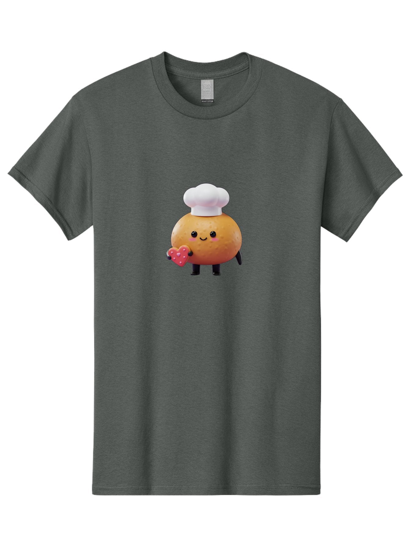 Potato-Chef-1 Men'S Graphic Tee, 100% Cotton, Comfortable Casual Summer Wear, Machine Washable, Cartoon Potato, Chef Hat, Heart-Shaped Cookie, Cute Character, Baking Theme, Kawaii Style, Sweet Treats, Adorable Design, Cookie Love, Bab214 15