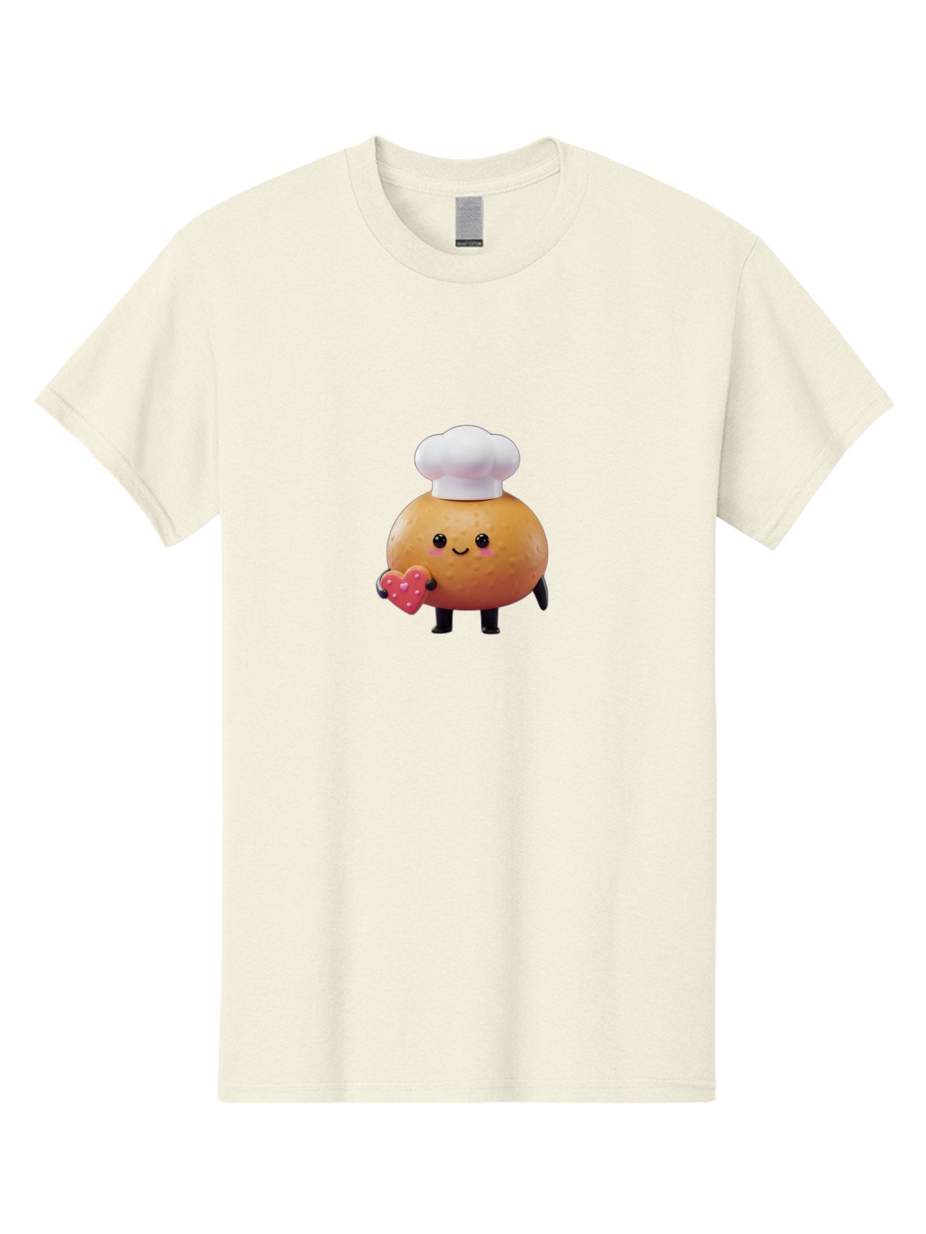 Potato-Chef-1 Men'S Graphic Tee, 100% Cotton, Comfortable Casual Summer Wear, Machine Washable, Cartoon Potato, Chef Hat, Heart-Shaped Cookie, Cute Character, Baking Theme, Kawaii Style, Sweet Treats, Adorable Design, Cookie Love, Bab214 11