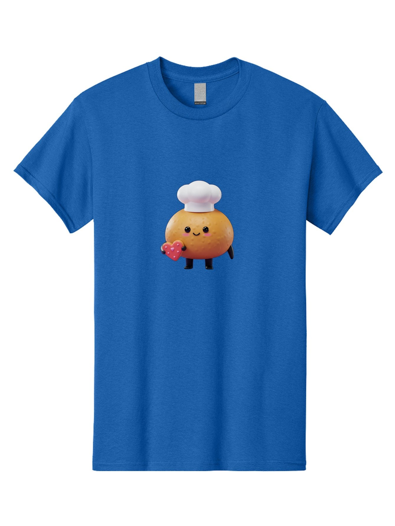 Potato-Chef-1 Men'S Graphic Tee, 100% Cotton, Comfortable Casual Summer Wear, Machine Washable, Cartoon Potato, Chef Hat, Heart-Shaped Cookie, Cute Character, Baking Theme, Kawaii Style, Sweet Treats, Adorable Design, Cookie Love, Bab214 7