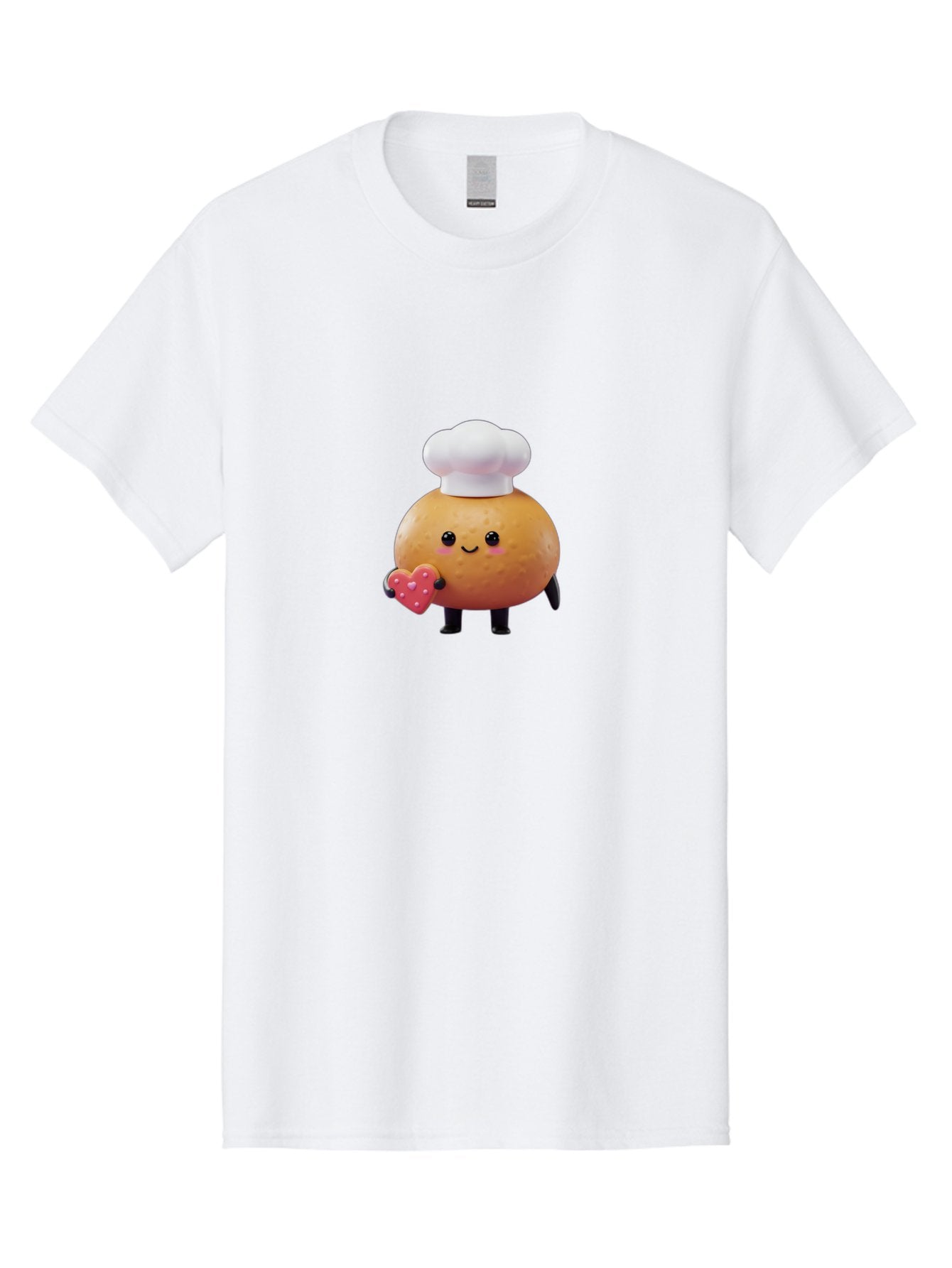 Potato-Chef-1 Men'S Graphic Tee, 100% Cotton, Comfortable Casual Summer Wear, Machine Washable, Cartoon Potato, Chef Hat, Heart-Shaped Cookie, Cute Character, Baking Theme, Kawaii Style, Sweet Treats, Adorable Design, Cookie Love, Bab214 4