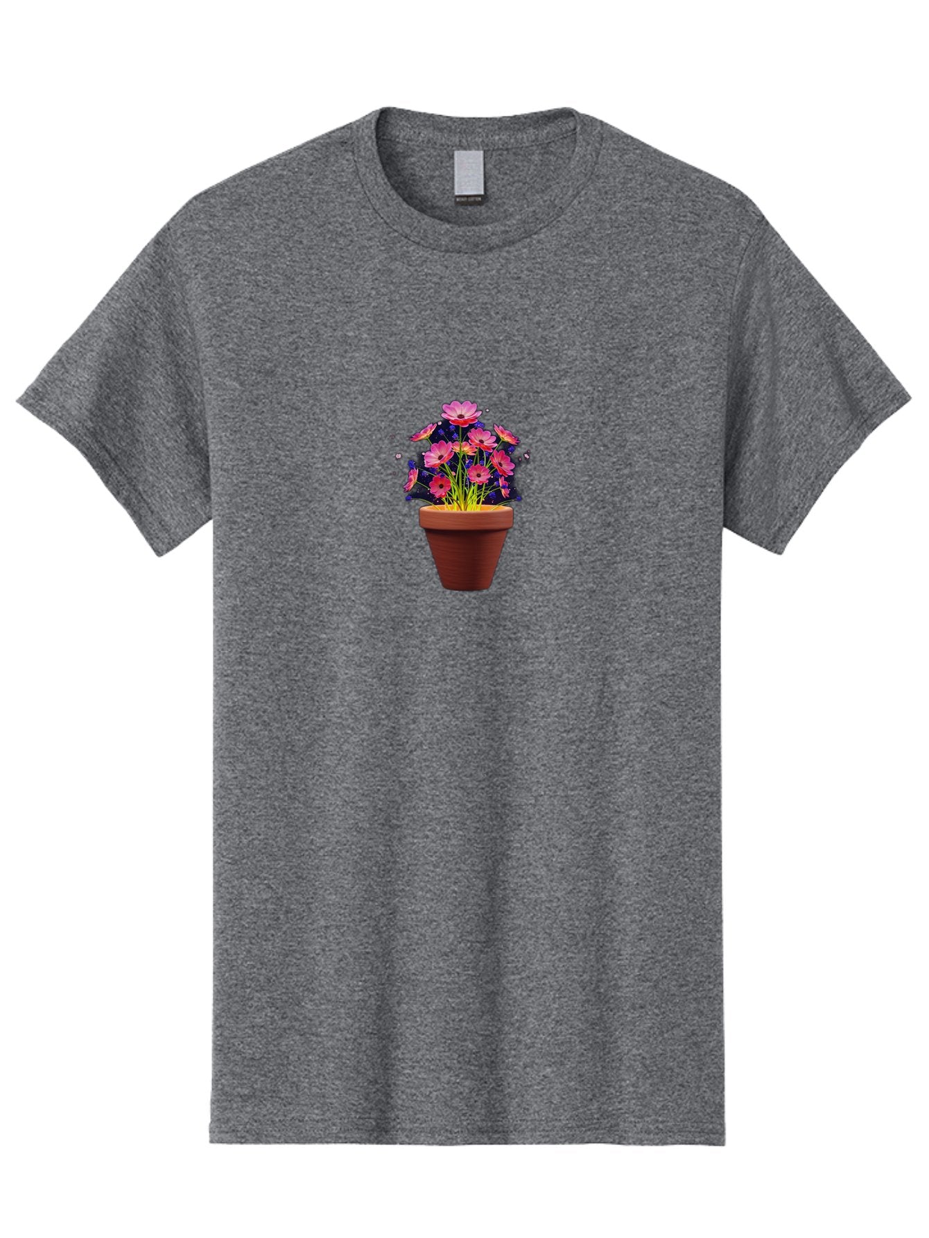 Potted-Flowers Men'S Graphic Tee, 100% Cotton, Comfortable Casual Summer Wear, Machine Washable, Pink Flowers, Terracotta Pot, Blooming Flowers, Floral Arrangement, Whimsical Illustration, Vibrant Flowers, Decorative Pot, Flower Pot Bab217 6