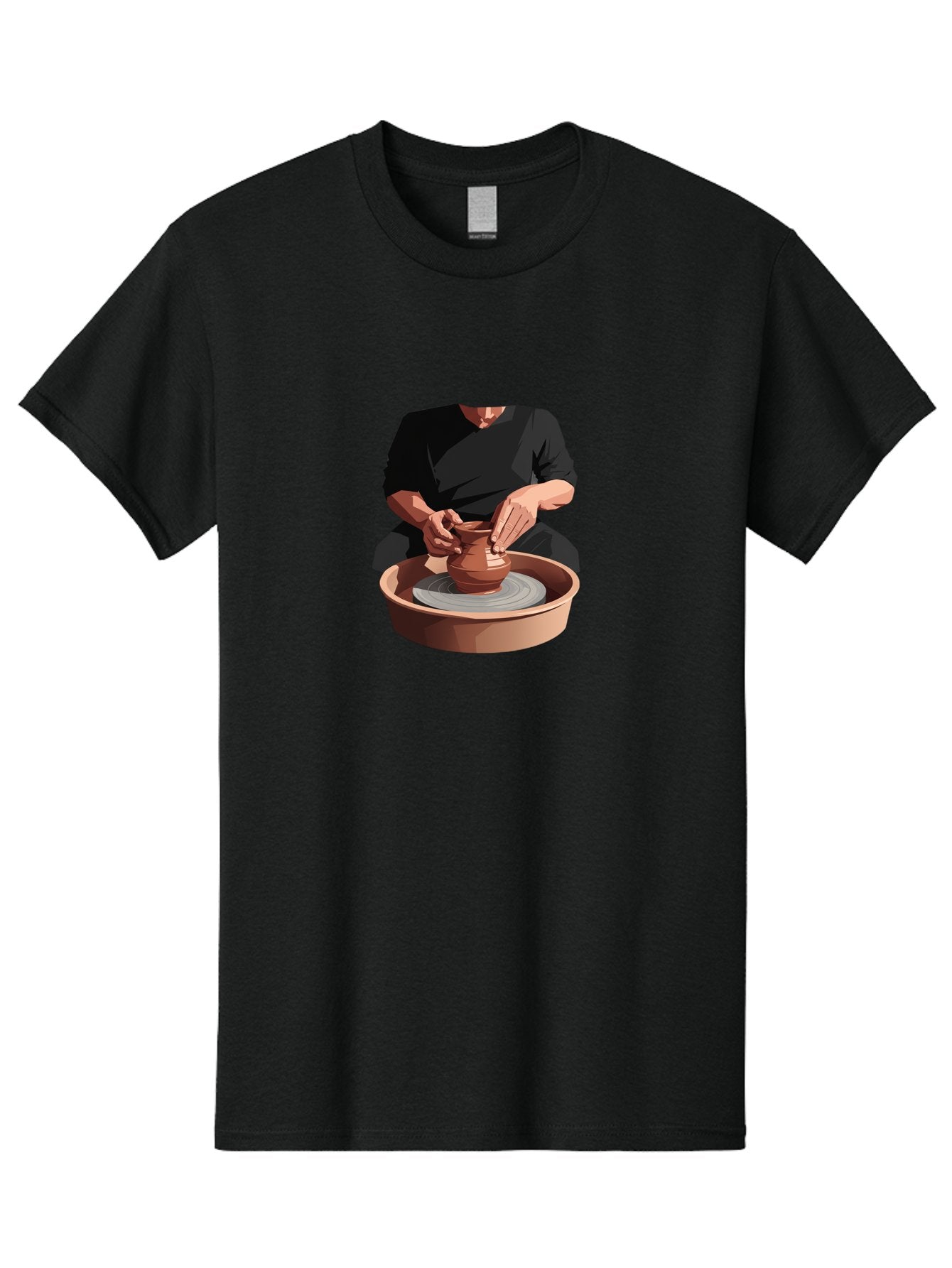 Potter-At-Work-1 Men'S Graphic Tee, 100% Cotton, Comfortable Casual Summer Wear, Machine Washable, Potter Shaping Clay Pot, Pottery Wheel In Action, Pottery Making Process, Hands-On Craftsmanship, Clay Vessel Creation, Artistic Expression, Bab219 13