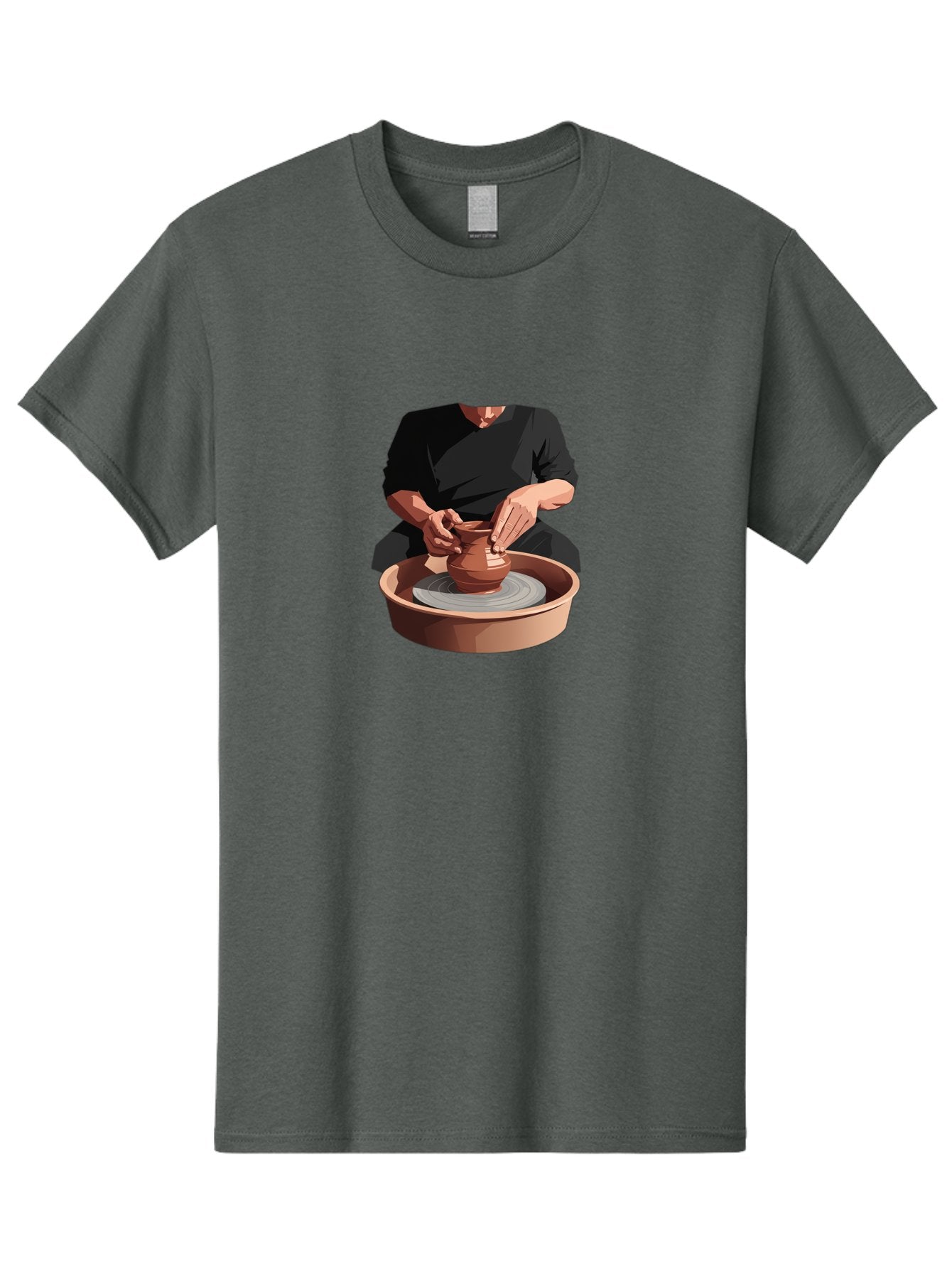 Potter-At-Work-1 Men'S Graphic Tee, 100% Cotton, Comfortable Casual Summer Wear, Machine Washable, Potter Shaping Clay Pot, Pottery Wheel In Action, Pottery Making Process, Hands-On Craftsmanship, Clay Vessel Creation, Artistic Expression, Bab219