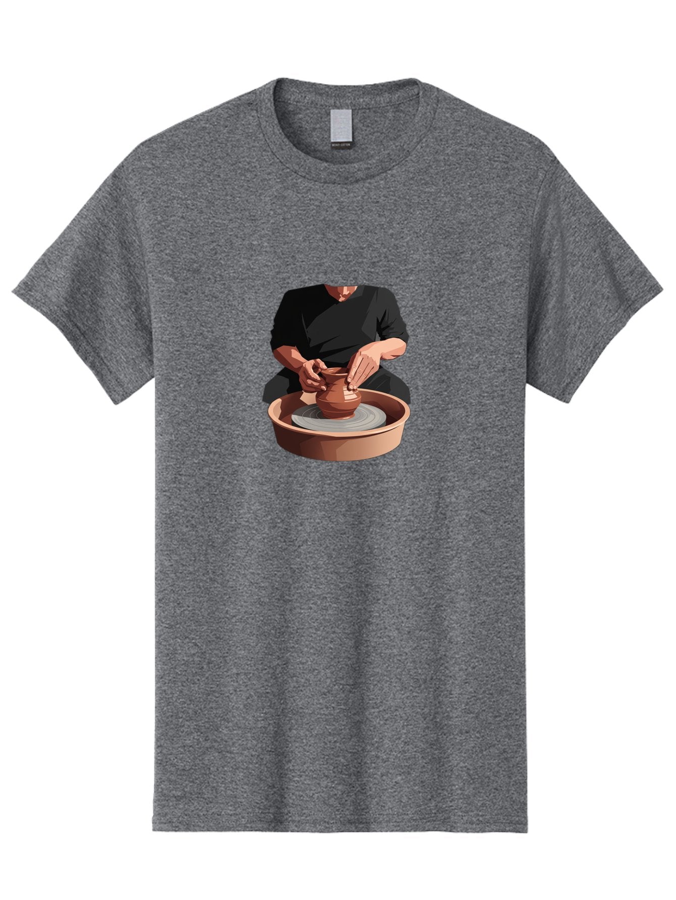 Potter-At-Work-1 Men'S Graphic Tee, 100% Cotton, Comfortable Casual Summer Wear, Machine Washable, Potter Shaping Clay Pot, Pottery Wheel In Action, Pottery Making Process, Hands-On Craftsmanship, Clay Vessel Creation, Artistic Expression, Bab219