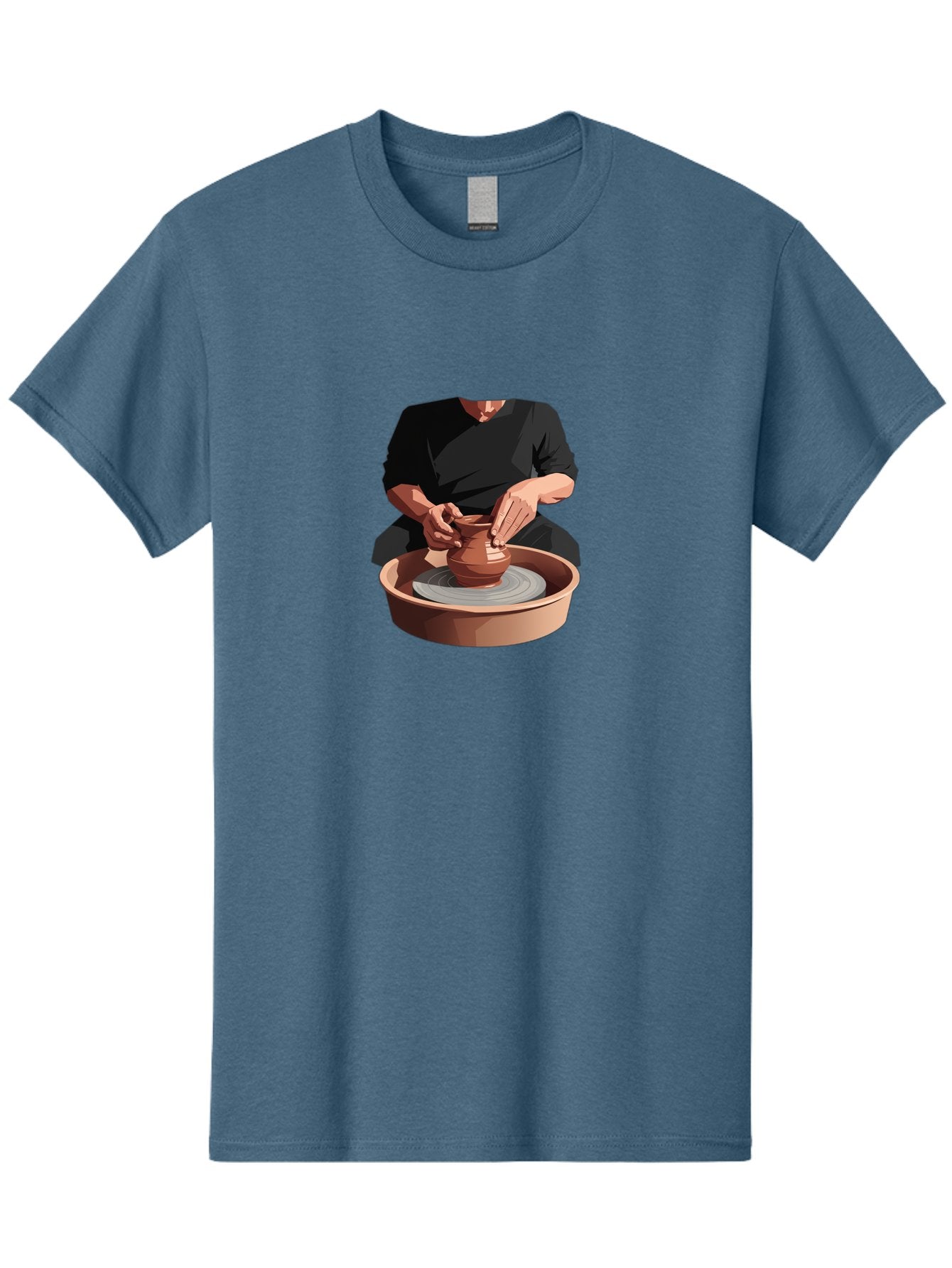 Potter-At-Work-1 Men'S Graphic Tee, 100% Cotton, Comfortable Casual Summer Wear, Machine Washable, Potter Shaping Clay Pot, Pottery Wheel In Action, Pottery Making Process, Hands-On Craftsmanship, Clay Vessel Creation, Artistic Expression, Bab219 4