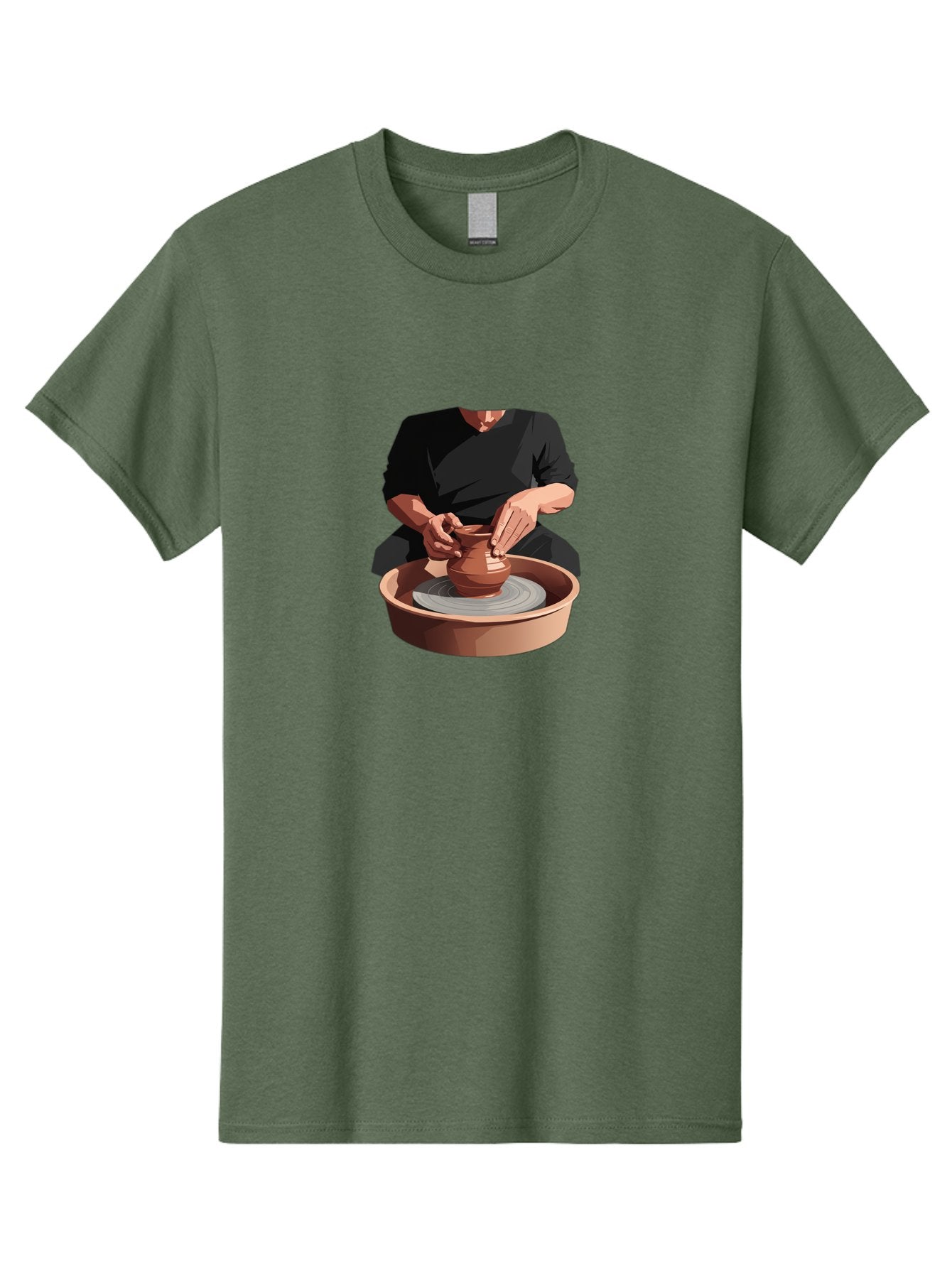 Potter-At-Work-1 Men'S Graphic Tee, 100% Cotton, Comfortable Casual Summer Wear, Machine Washable, Potter Shaping Clay Pot, Pottery Wheel In Action, Pottery Making Process, Hands-On Craftsmanship, Clay Vessel Creation, Artistic Expression, Bab219 9